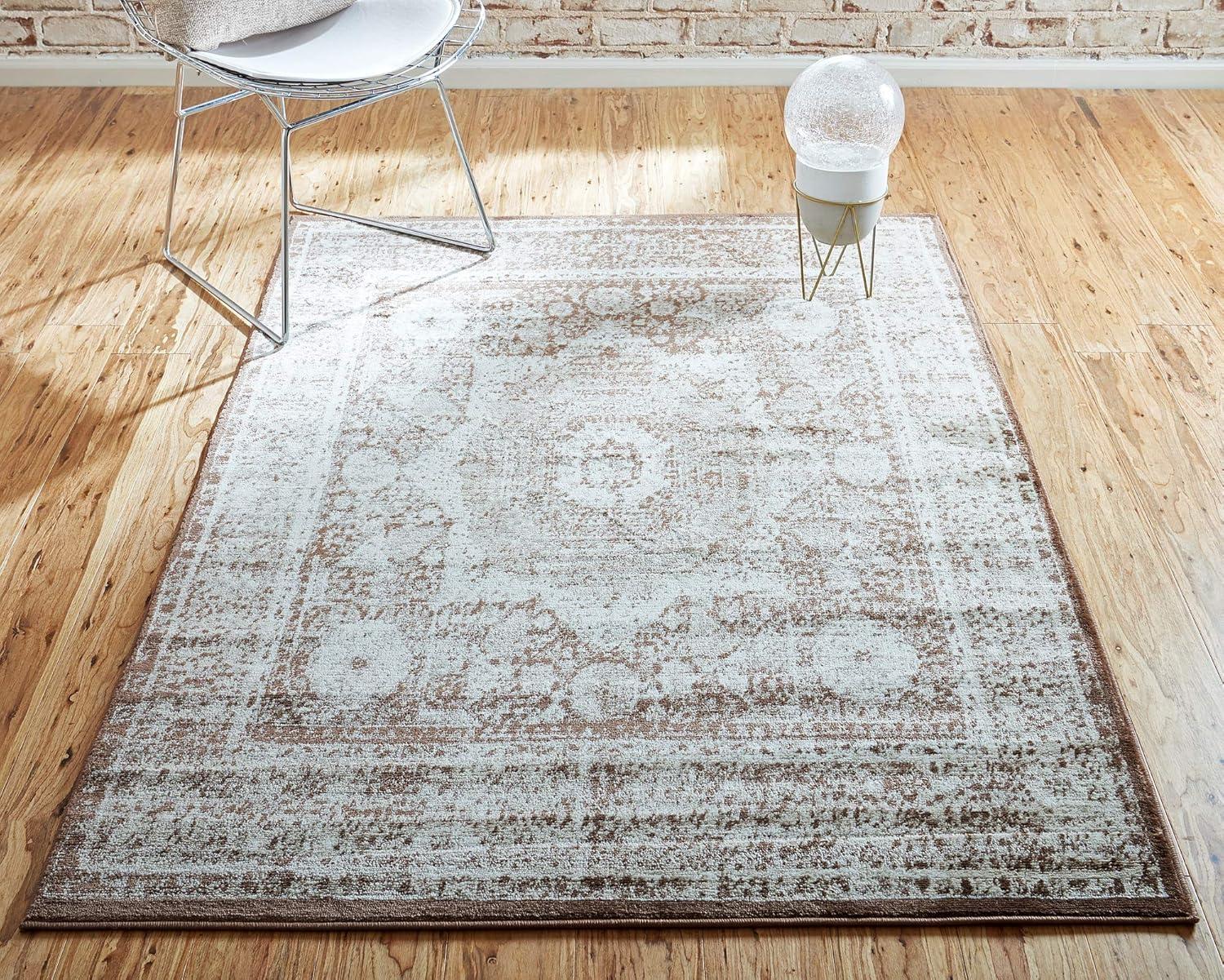 Unique Loom Imperial Collection Area Rug - Lygos (4' 1" x 6' 1" Rectangle Chocolate Brown/Beige)
