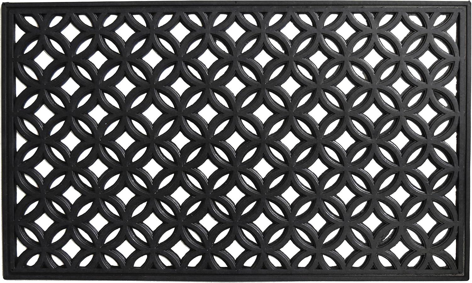 18 x 30 in. Circles Rubber Rectangular Doormat, Black