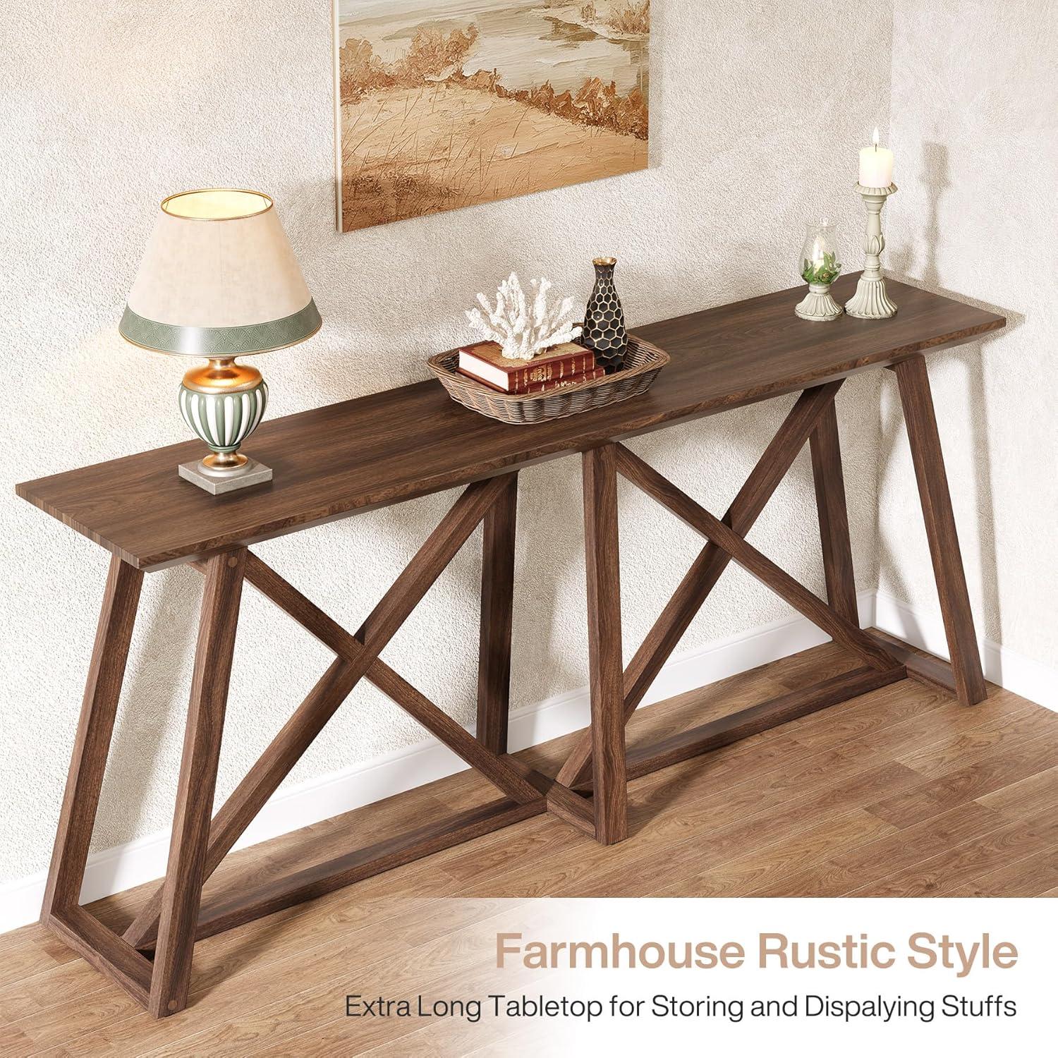 Tribesigns Farmhouse Console Table for Entryway: 70.9-Inch Extra Long Entryway Entry Table, Narrow Wooden Sofa Table Behind Couch for Hallway, Entrance, Foyer, Living Room, Rustic Brown