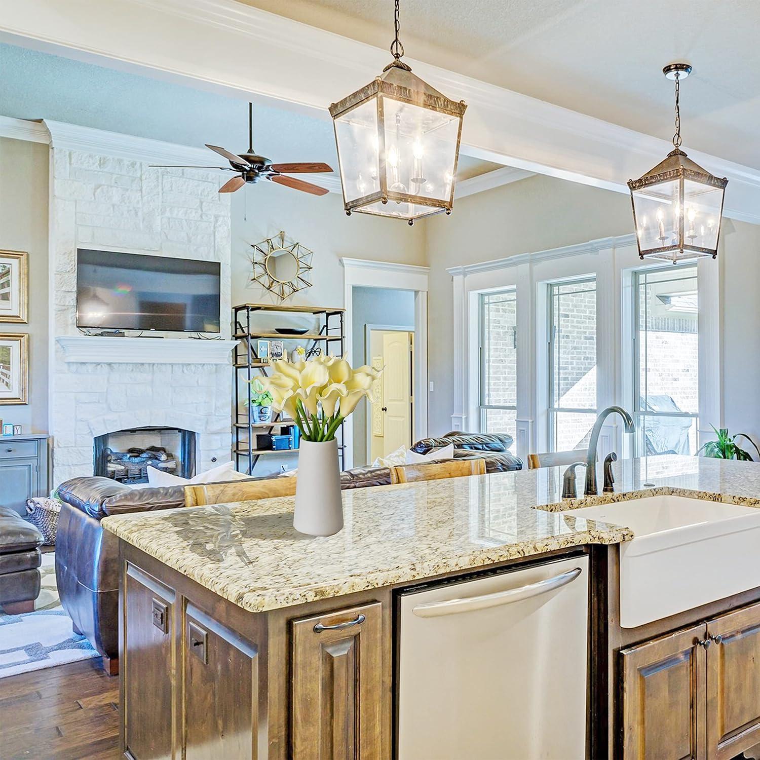 Namzi -a 20pcs Fake Flowers Artificial Calla Lily Silk Flowers 13.4 Inch for Mother's Day Easter Home Kitchen and Wedding (White)