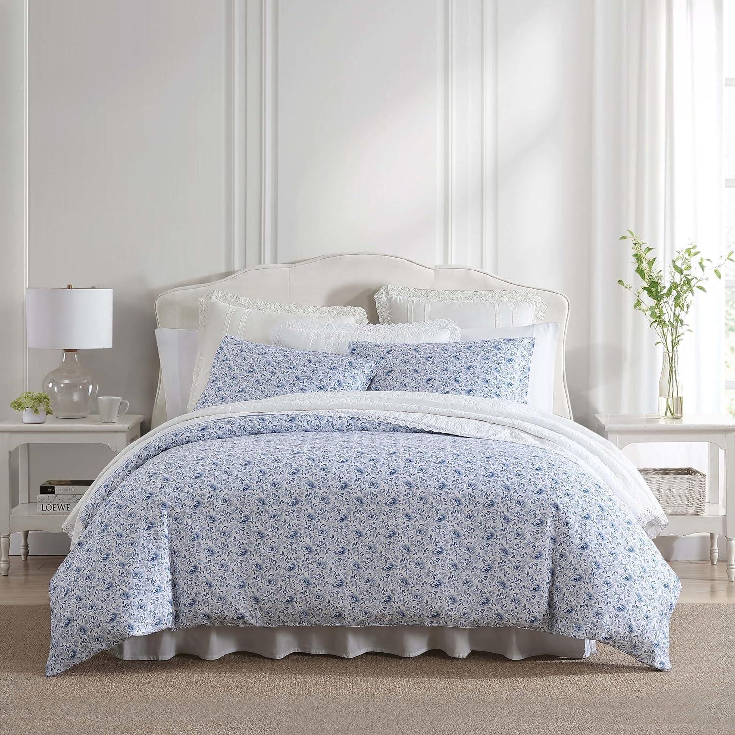 Lorelei Blue Floral Cotton Twin Duvet Cover Set