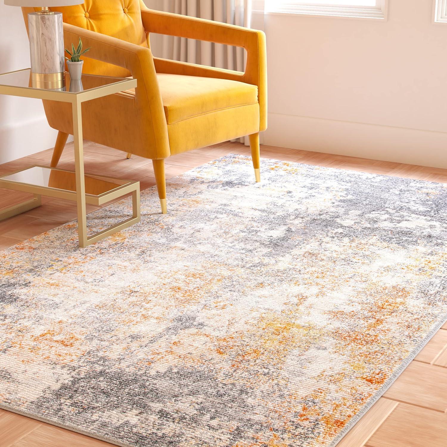 Banelly Abstract Gray/Yellow Area Rug