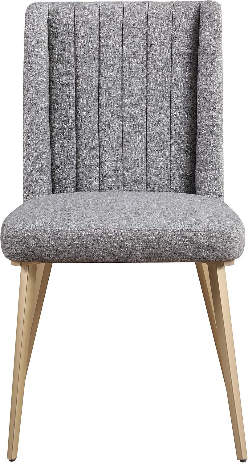 Eleanor Gray Linen Upholstered Dining Chair with Gold Metal Legs