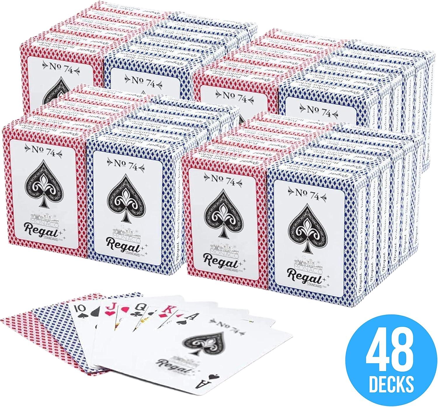 Regal Games, Monaco Casino Standard Playing Cards, Versatile Game Option, 48 Pack (24 Red Deck, 24 Blue Deck)