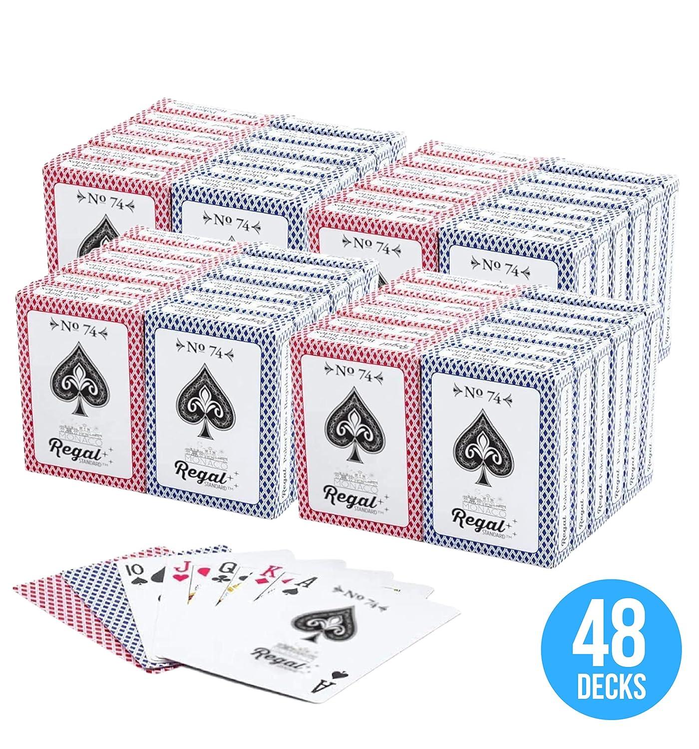 Regal Games, Monaco Casino Standard Playing Cards, Versatile Game Option, 48 Pack (24 Red Deck, 24 Blue Deck)