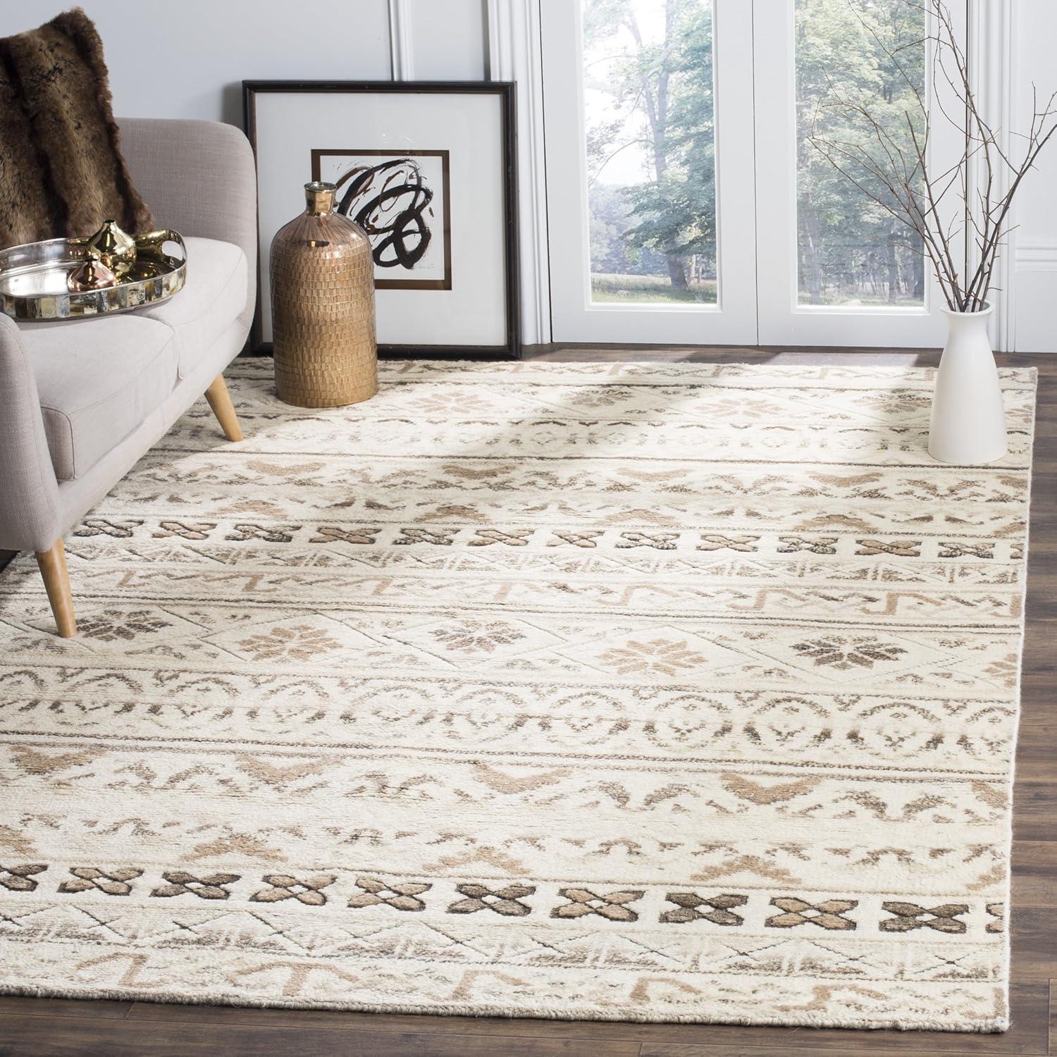 Safavieh  Couture Hand-knotted Oushak Abbie Traditional Oriental Wool Rug with Fringe Gold/Ivory 10' x 14' 10' x 14' Living Room, Bedroom