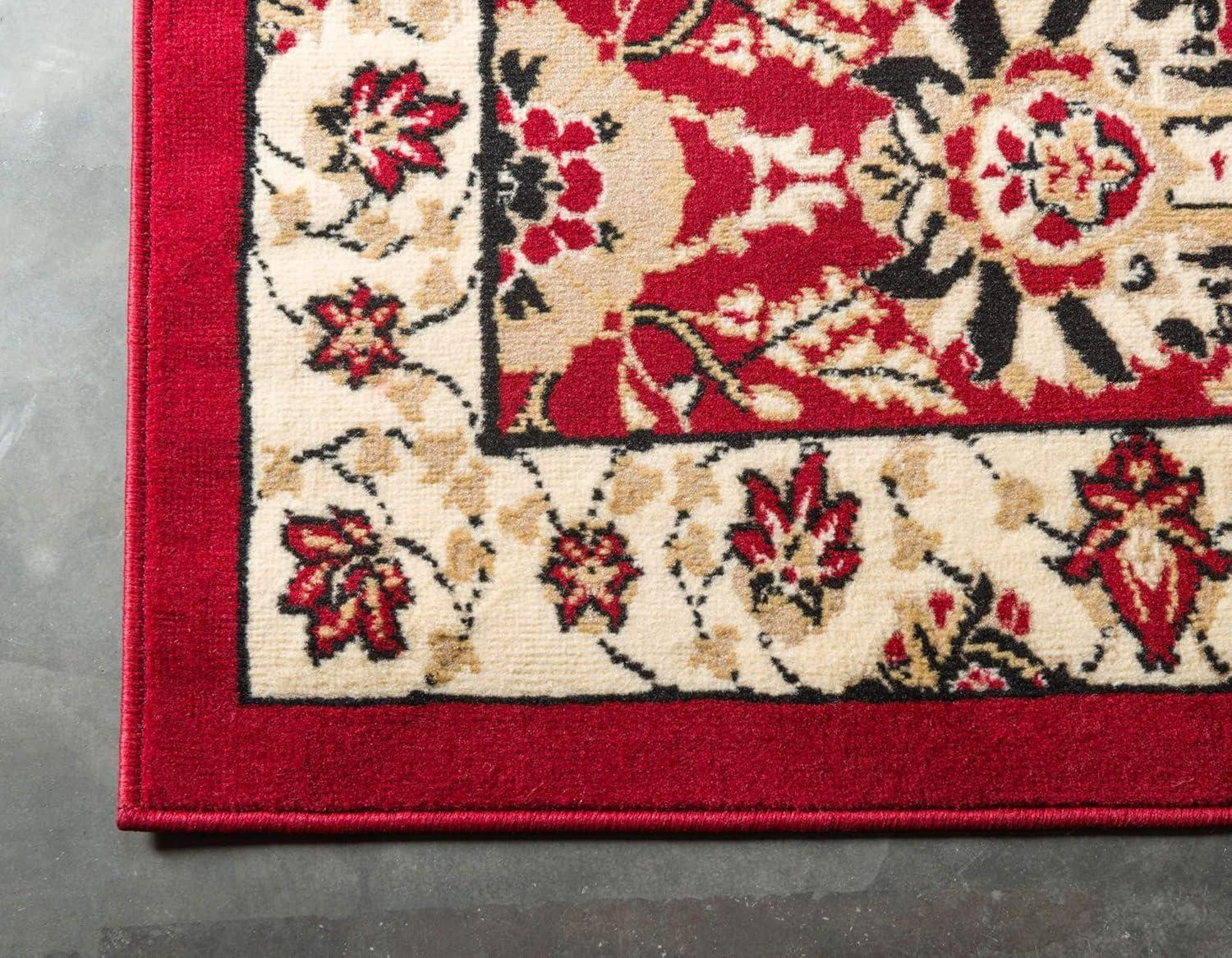 Elegant Espahan Red Synthetic 5'x8' Rectangular Area Rug