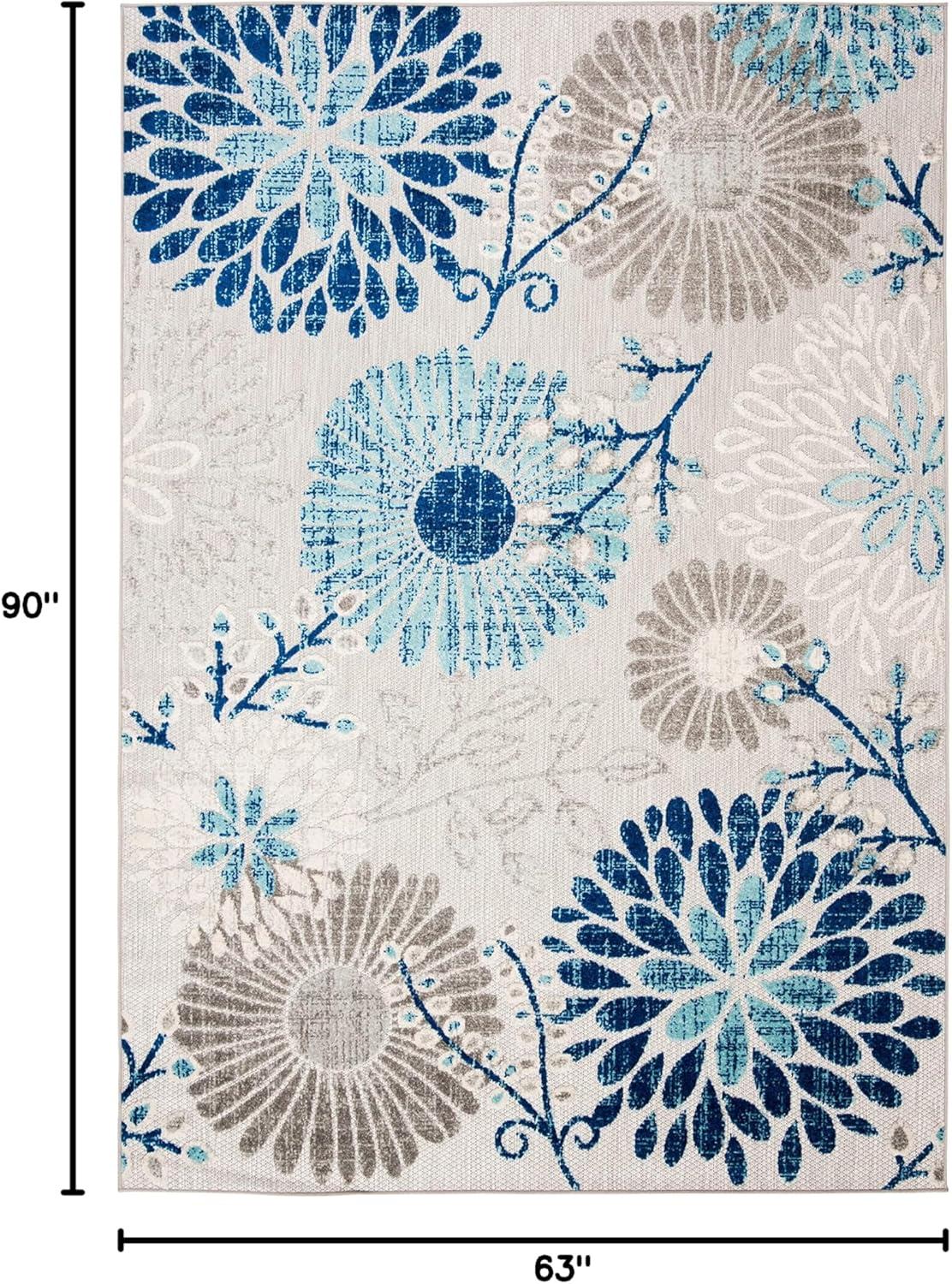 SAFAVIEH Cabana Garnet Floral Indoor/Outdoor Area Rug, Grey/Blue, 10' x 14'