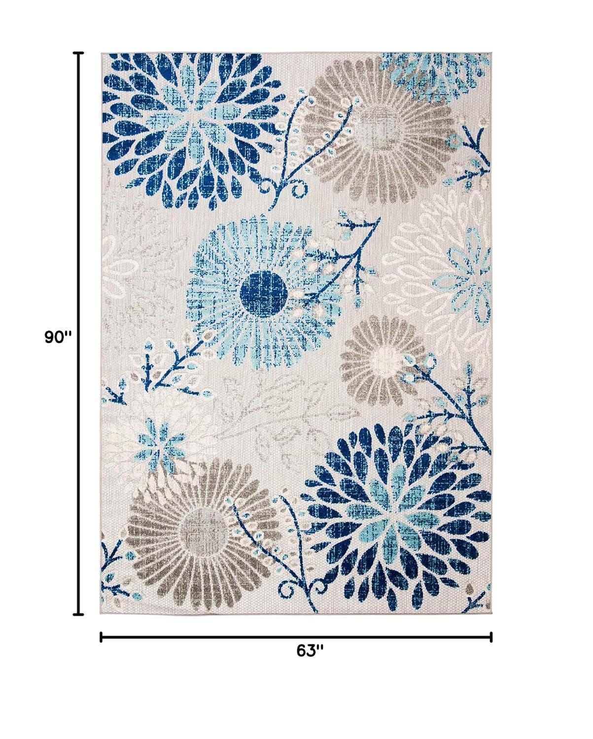SAFAVIEH Cabana Garnet Floral Indoor/Outdoor Area Rug, Grey/Blue, 10' x 14'