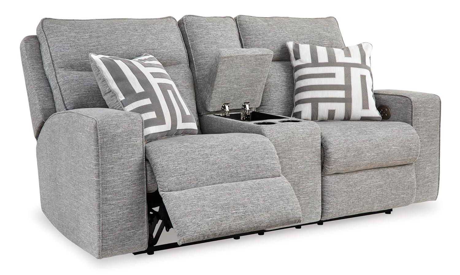 Signature Design by Ashley Biscoe Pewter Power Reclining Loveseat