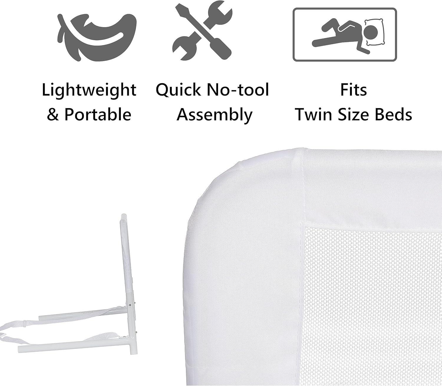 Dream On Me Mesh Security Bed Rails, Double Pack, In White