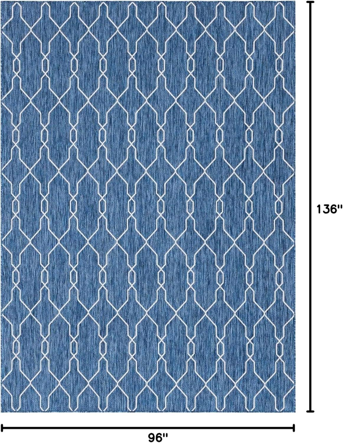 Unique Loom Outdoor Trellis Collection Area Rug - Links Trellis (8' x 11' 4" Rectangle Blue/Ivory)