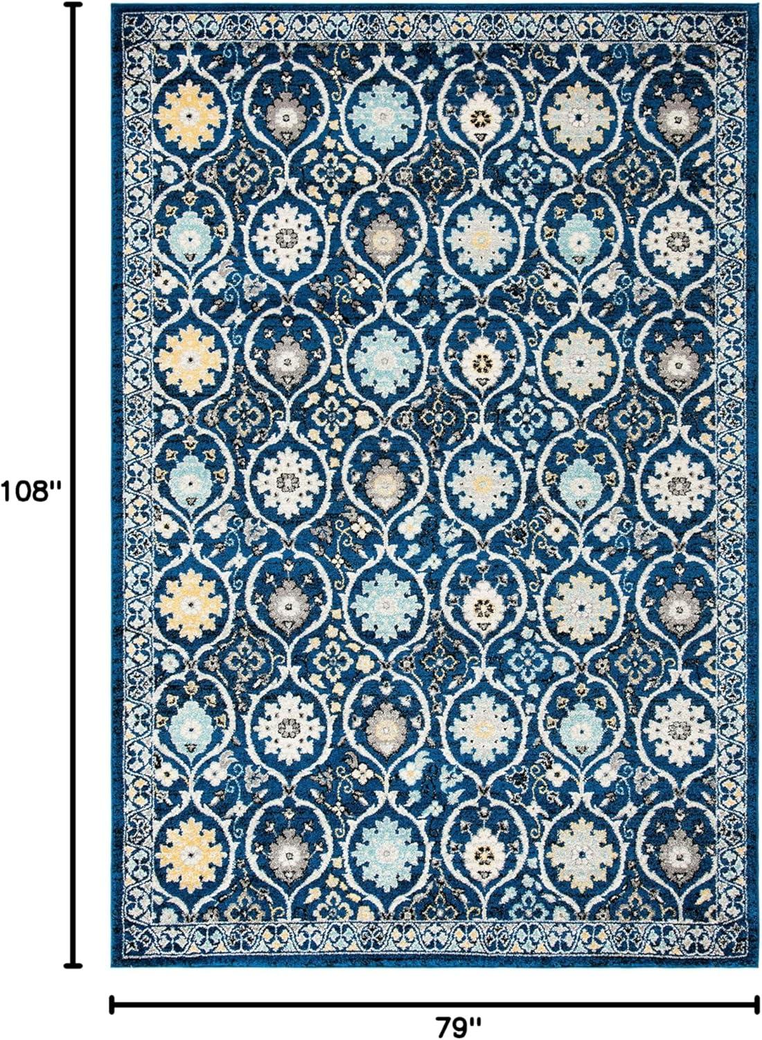 Evoke EVK210 Power Loomed Area Rug - Ivory/Blue - 6'7"x9' - Safavieh.