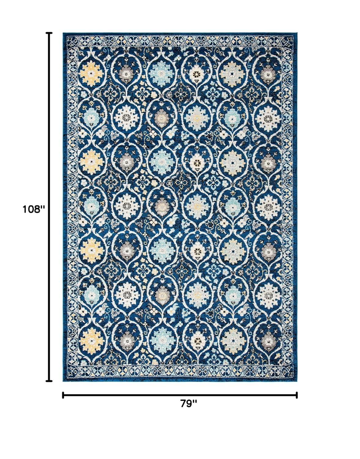 Evoke EVK210 Power Loomed Area Rug - Royal/Ivory - 6'7"x9' - Safavieh.