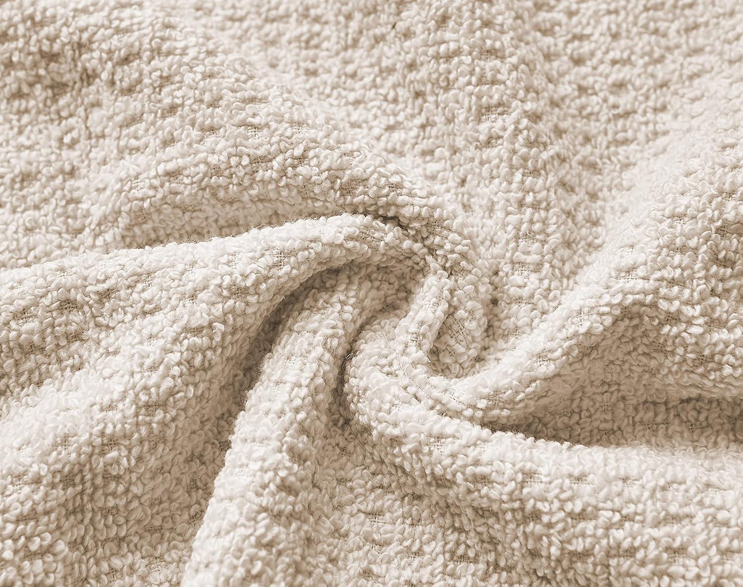 Oasis Beige 8-Piece Cotton Towel Set with Waffle Texture