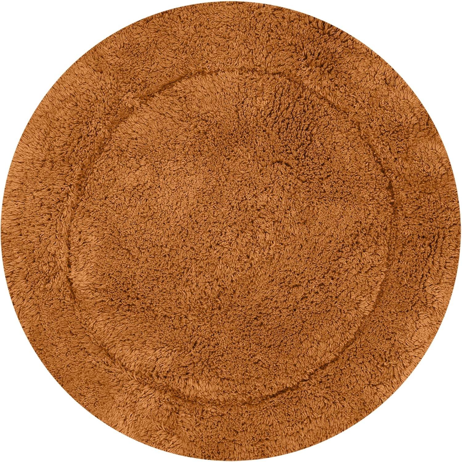 Home Weavers Waterford Collection 100% Cotton Tufted Bath Rug, Extra Soft and Absorbent Bath Rugs, Non-Slip Plush Bath Carpet, Machine Wash, Bath Mat for Bathroom, 30" Round, Terracotta
