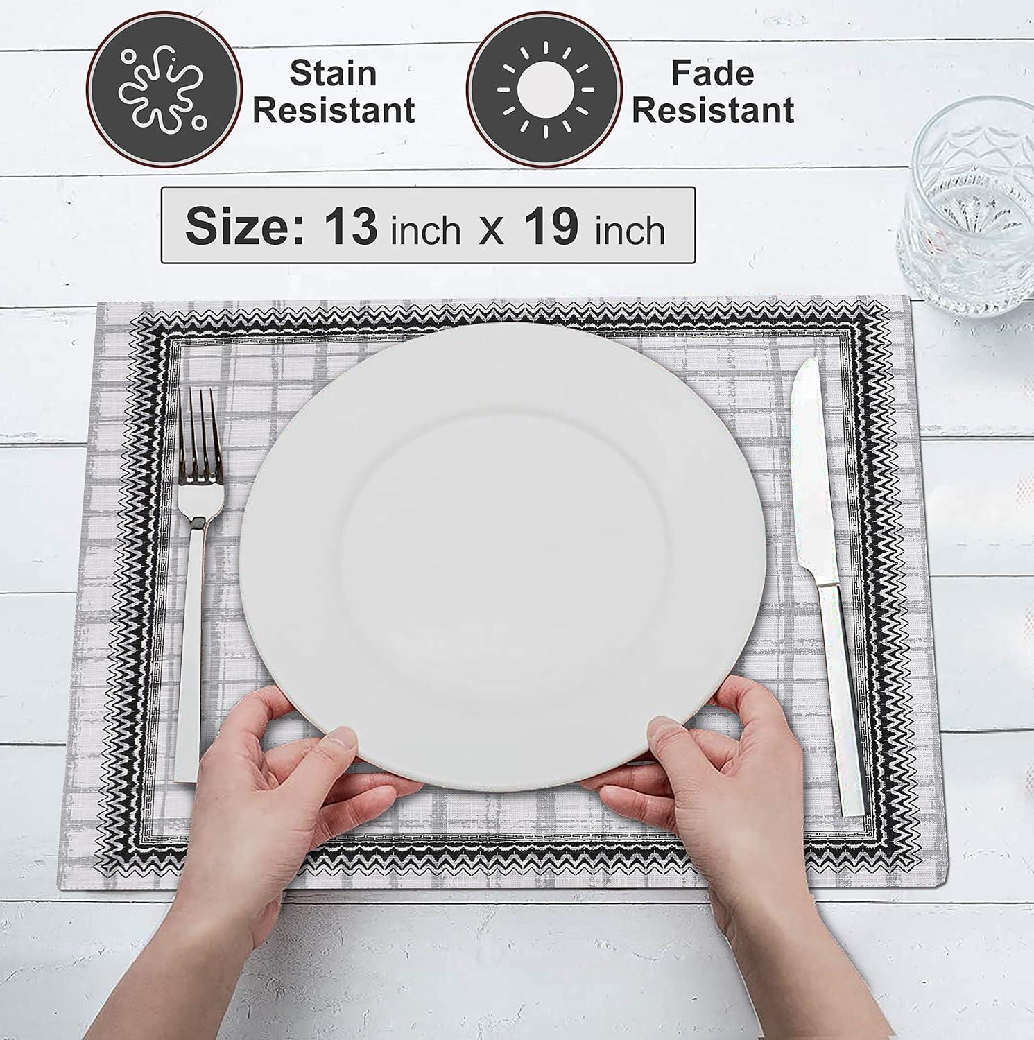 Ruvanti Dining Table Rectangle Placemats 100% Cotton Multi Pattern 13x19 Inches (Set of 6)