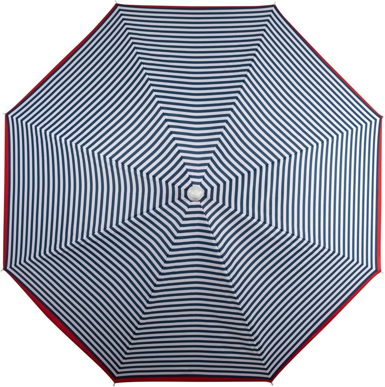 Picnic Time 5.5' Beach Compact Umbrella - Blue Pinstripe Pattern