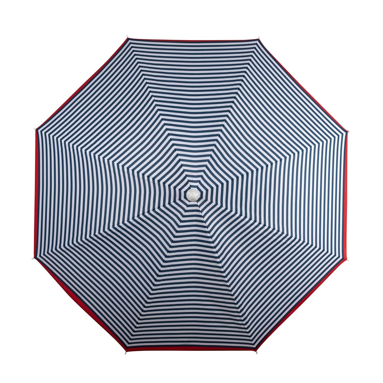 Picnic Time 5.5' Beach Compact Umbrella - Blue Pinstripe Pattern