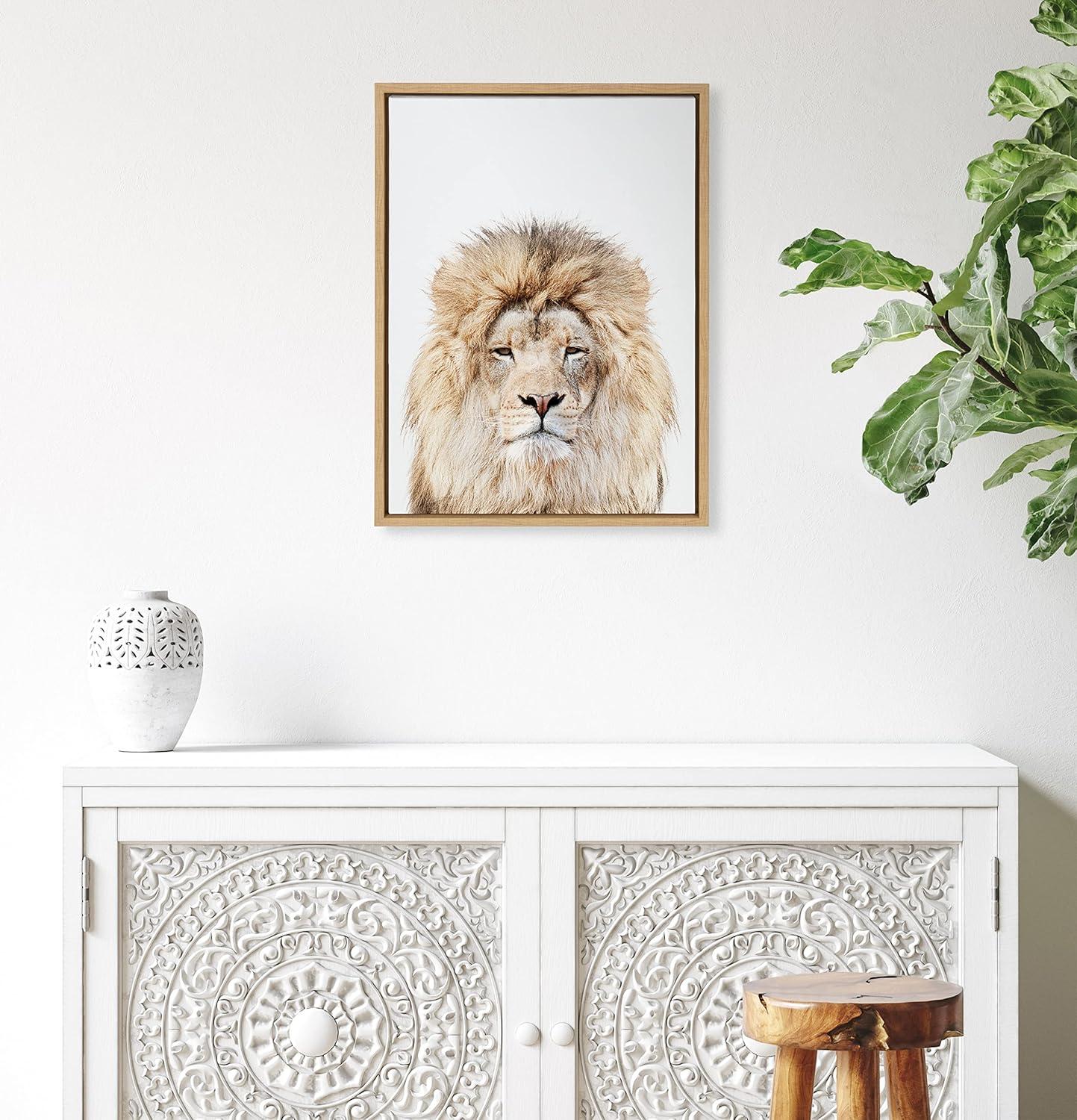 18" x 24" Sylvie Lion Stare Portrait Framed Canvas by Amy Peterson - Kate & Laurel All Things Decor