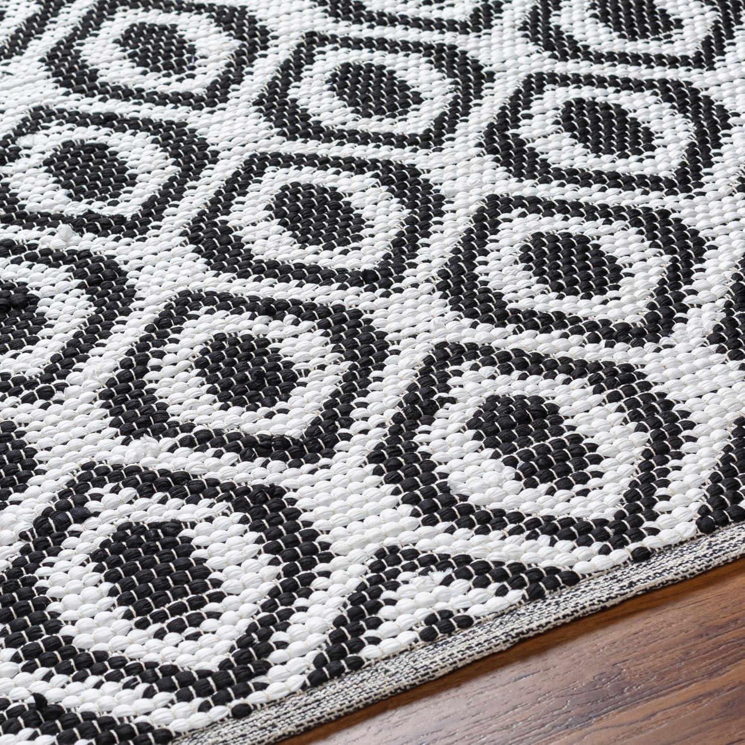 Addy Black, White Rug