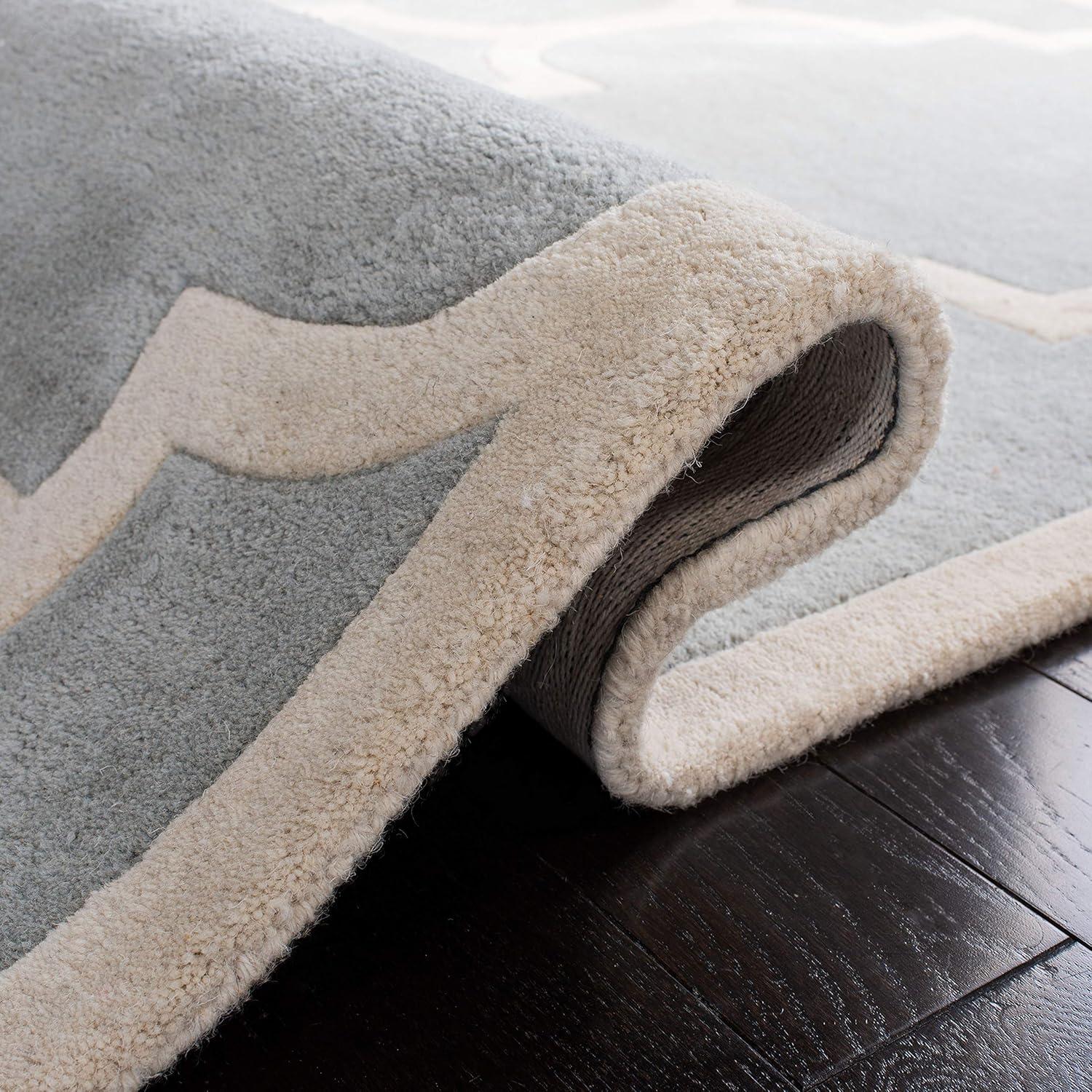 Gray Hand-Tufted Wool Non-Slip Rug, 2'-3" x 13'