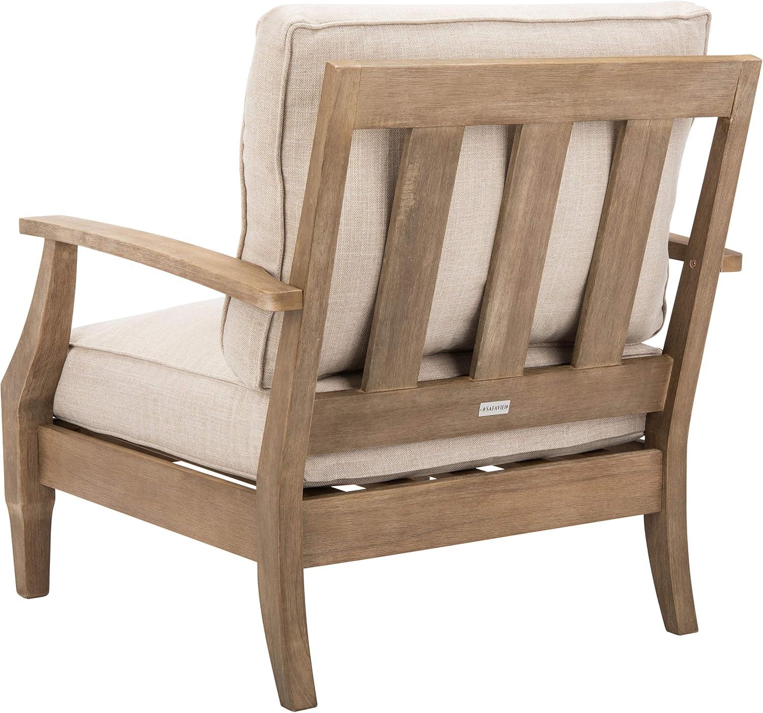 SAFAVIEH Couture Martinique Coastal Eucalyptus Wood Solid Armchair, Natural/Beige