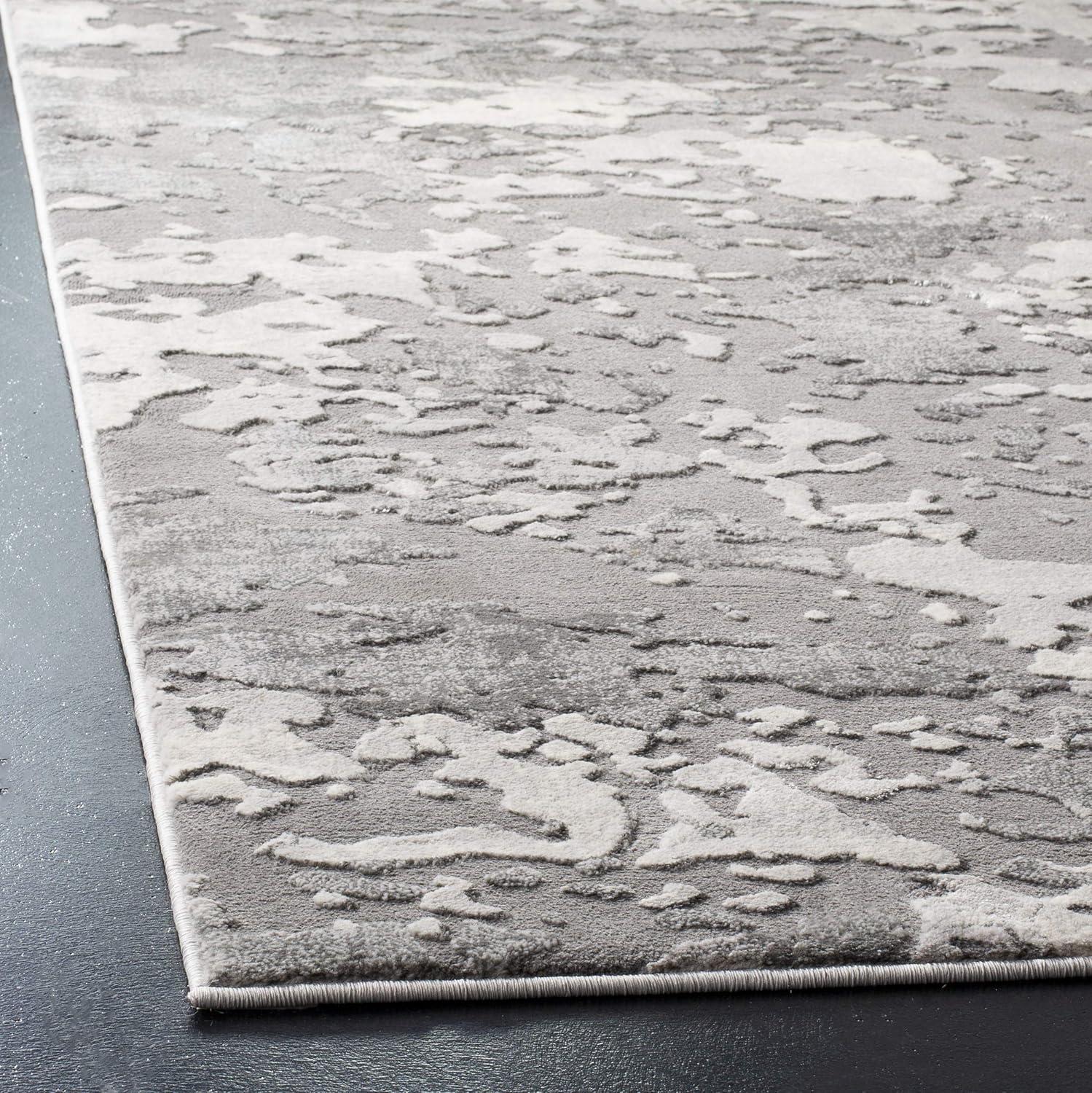 Abstract Elegance 6'7" Square Grey Synthetic Area Rug