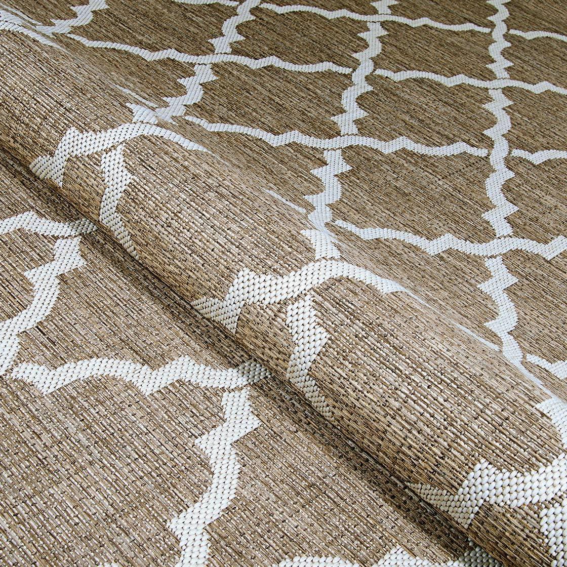 Transitional Taupe/Sand Trellis Synthetic Area Rug, 8'6" x 13'