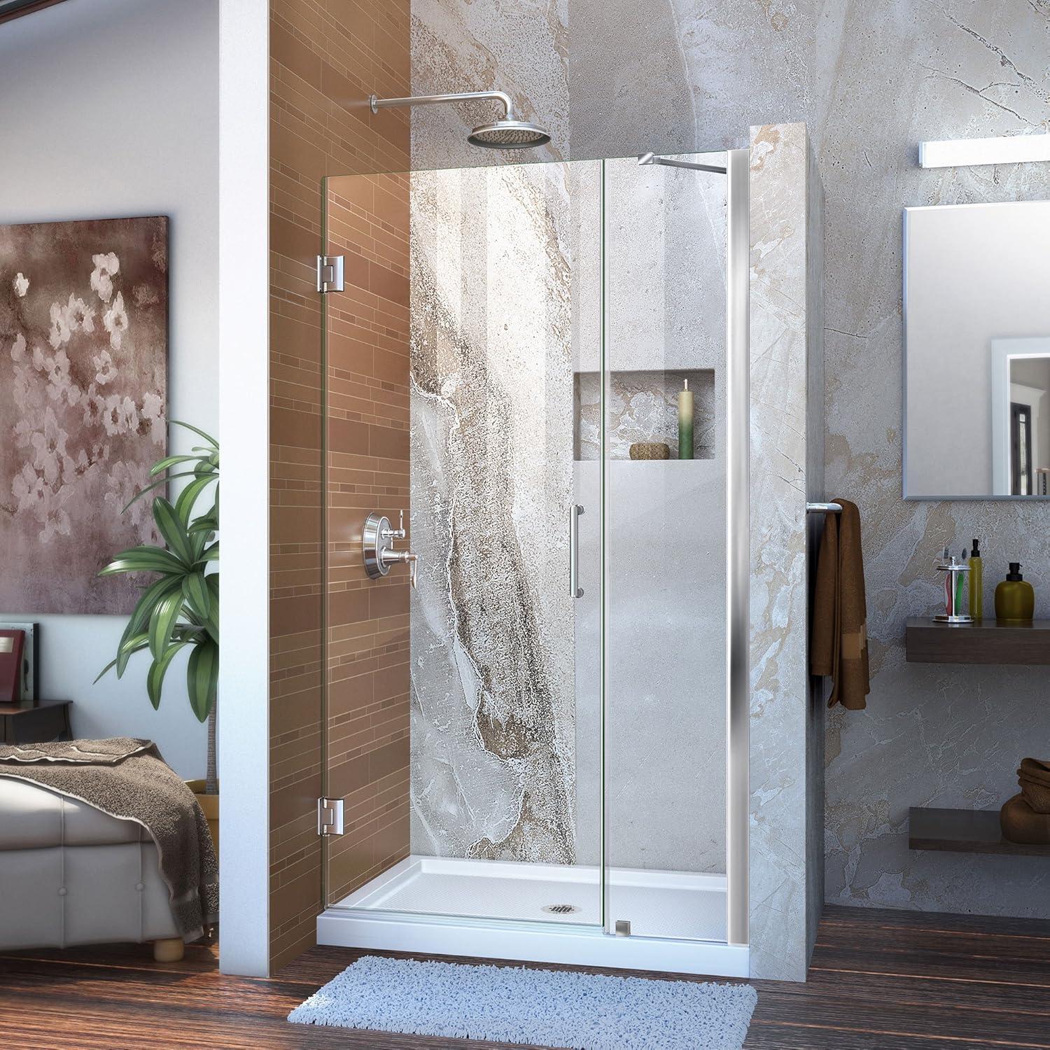 DreamLine Unidoor 39" W x 72" H  Hinged Frameless Shower Door with ClearMax™ Technology & Reviews | Wayfair