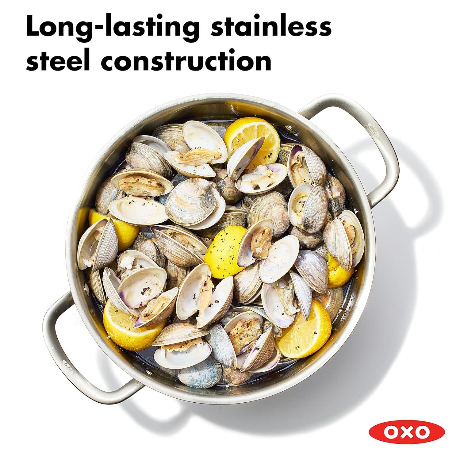Polished Stainless Steel 8.4QT Multi-Pot with Steamer Insert and Glass Lid