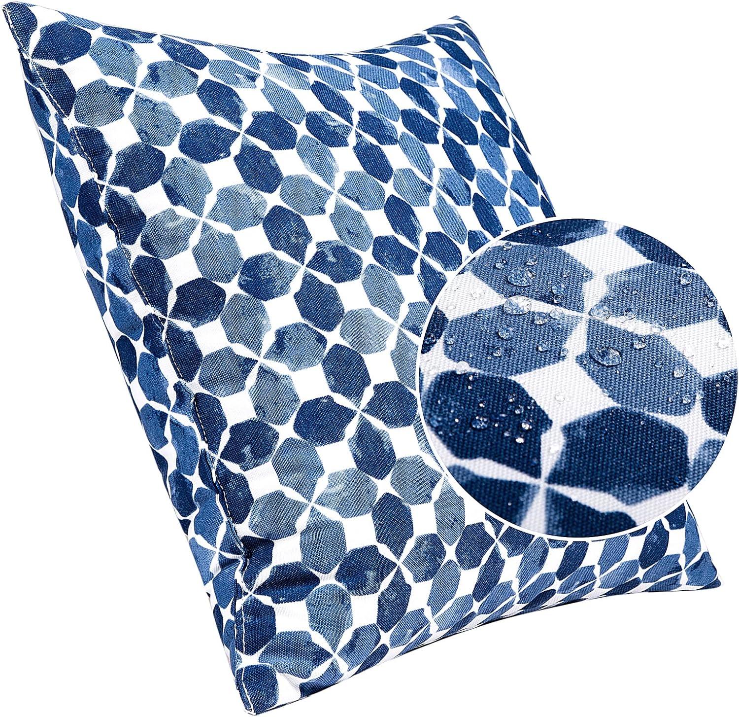 Blue Geometric Pattern Square Outdoor Cushion Set