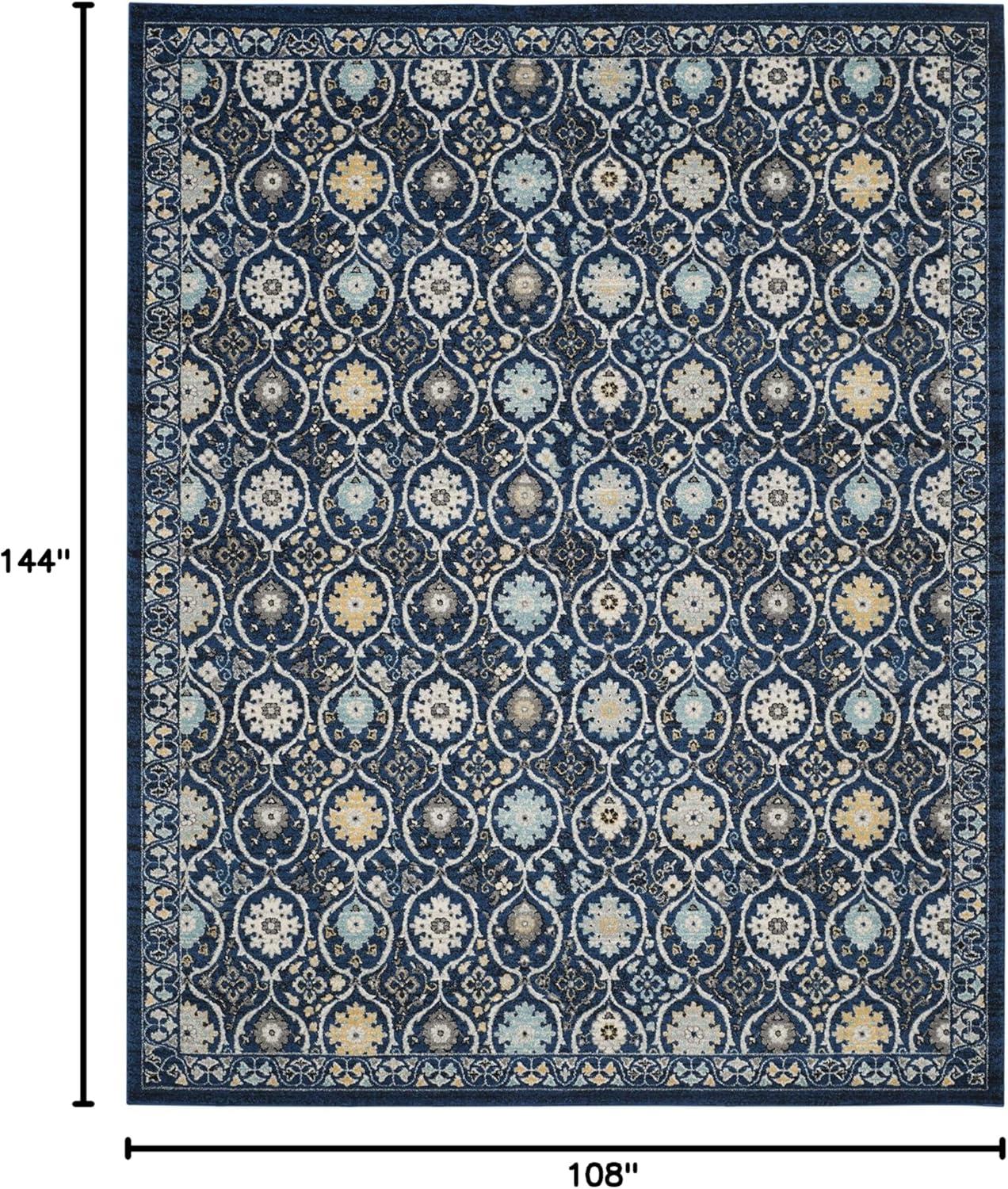 SAFAVIEH Evoke Charlotte Floral Geometric Area Rug, Royal/Ivory, 9' x 12'