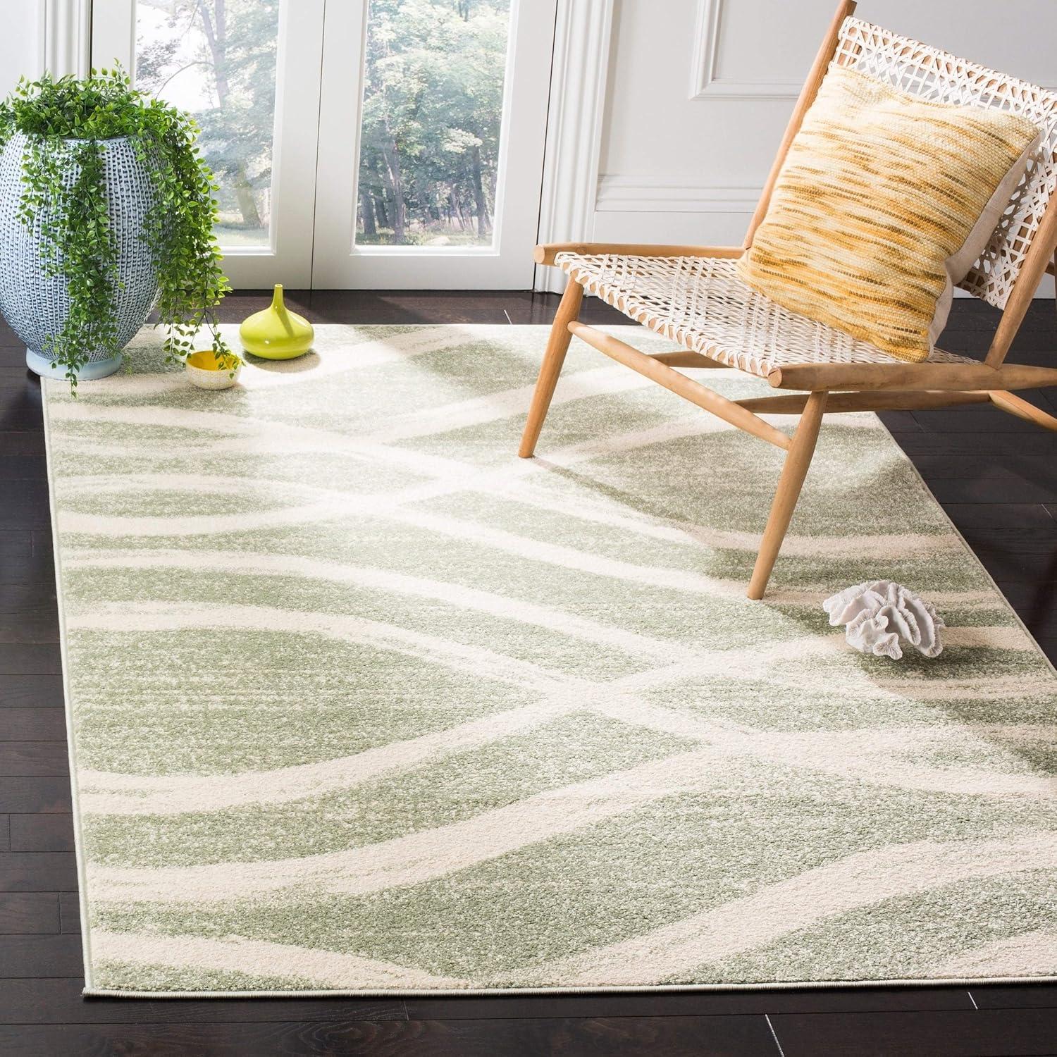 SAFAVIEH Adirondack Isidor Geometric Area Rug, Sage/Cream, 9' x 12'