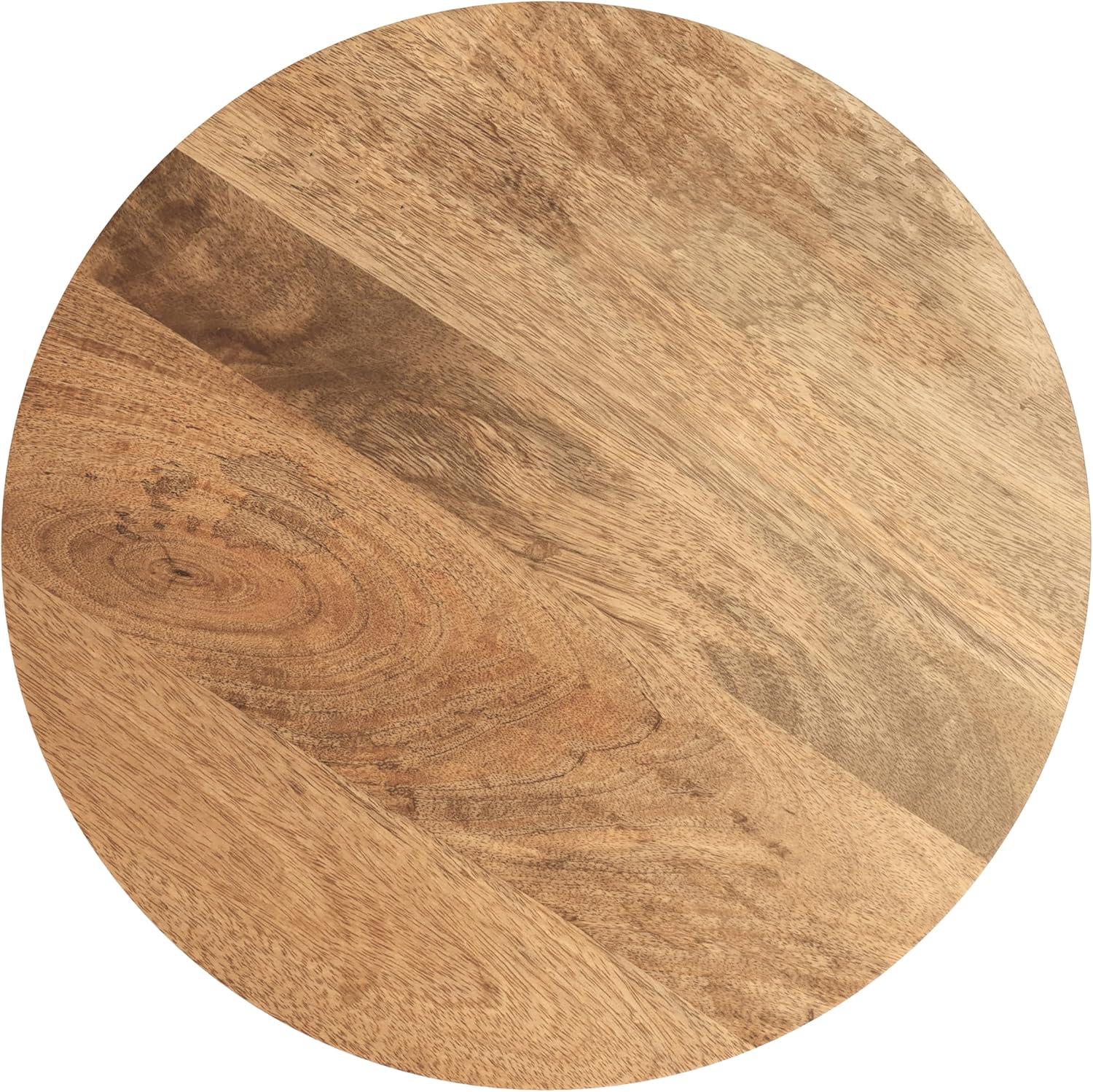 Simpli Home Robbie 16"W Solid Mango Wood Round Accent Table with Sculptural Design