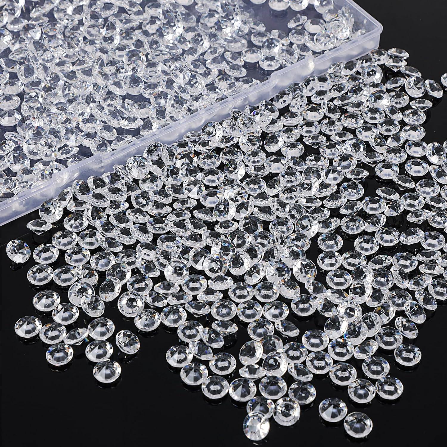 OUTUXED 1000pcs 0.4inch Clear Fake Diamonds Crystals Gems Vase Fillers for Centerpieces Wedding Table