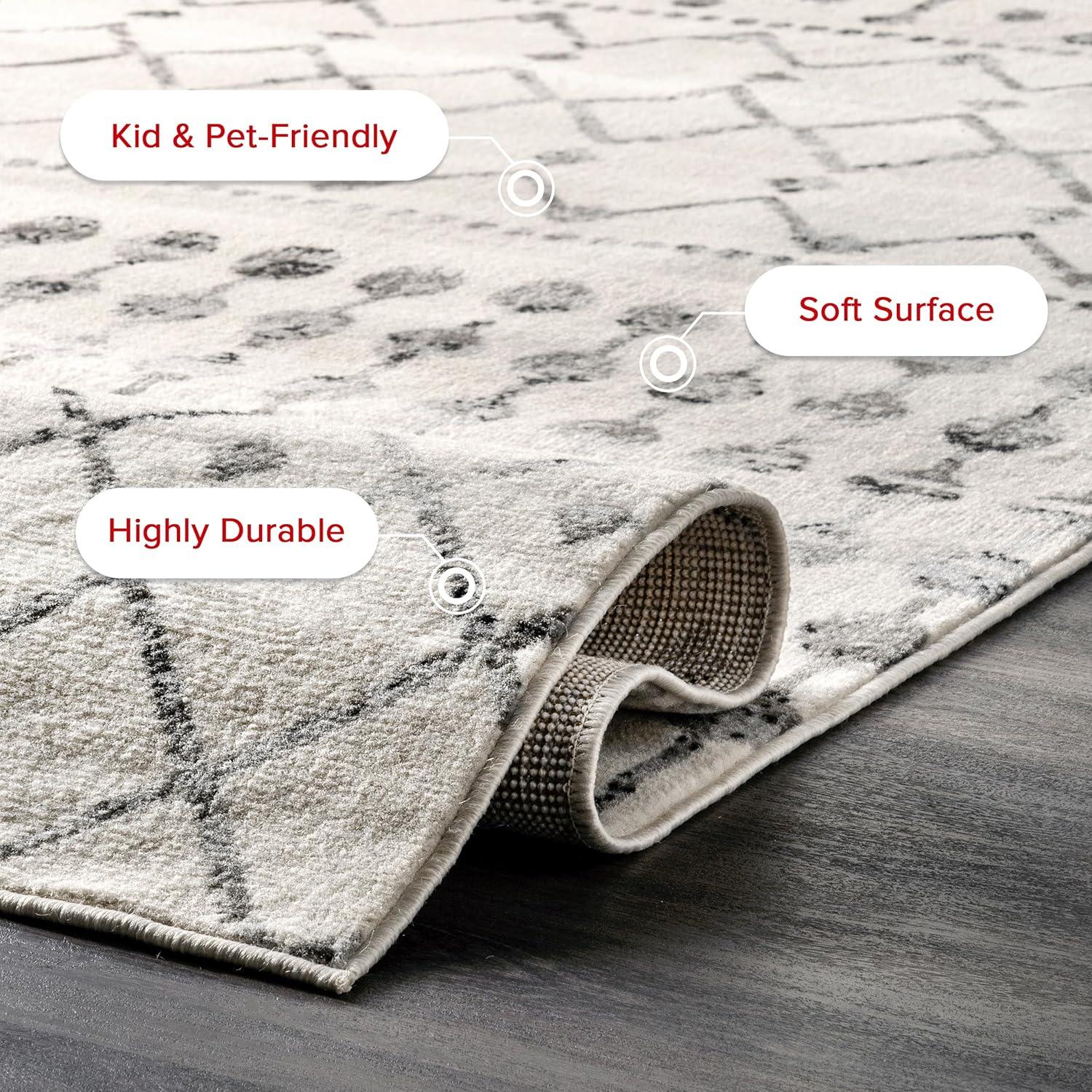 Nuloom 7x9 Zola Geometric Moroccan Indoor Area Rug, Grey, Faded Bohemian Design, Stain Resistant, BedroomLiving Room, Kitchen,
