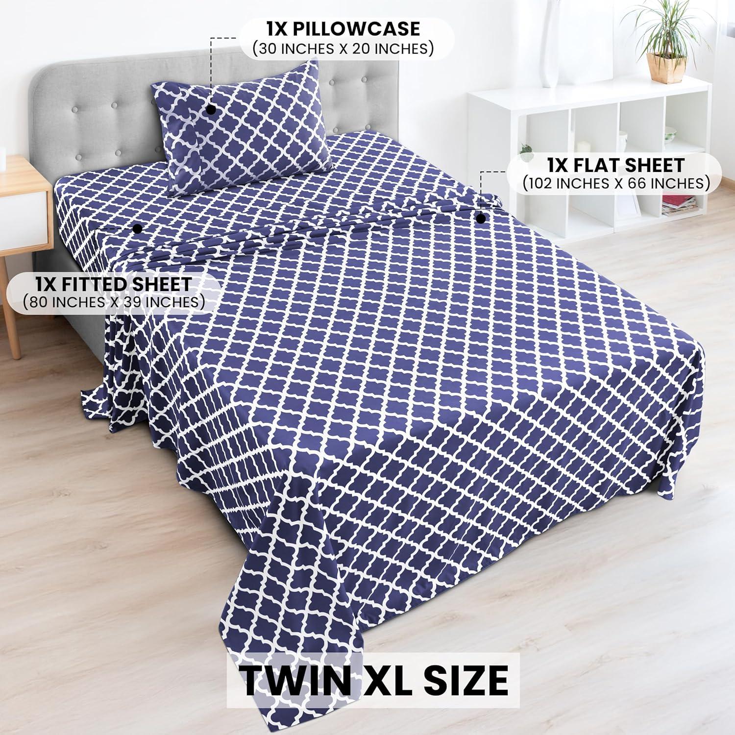 Lux Decor Collection 1800 Series Soft Microfiber Bed Sheets Set Geometric Quatrefoil Bedding