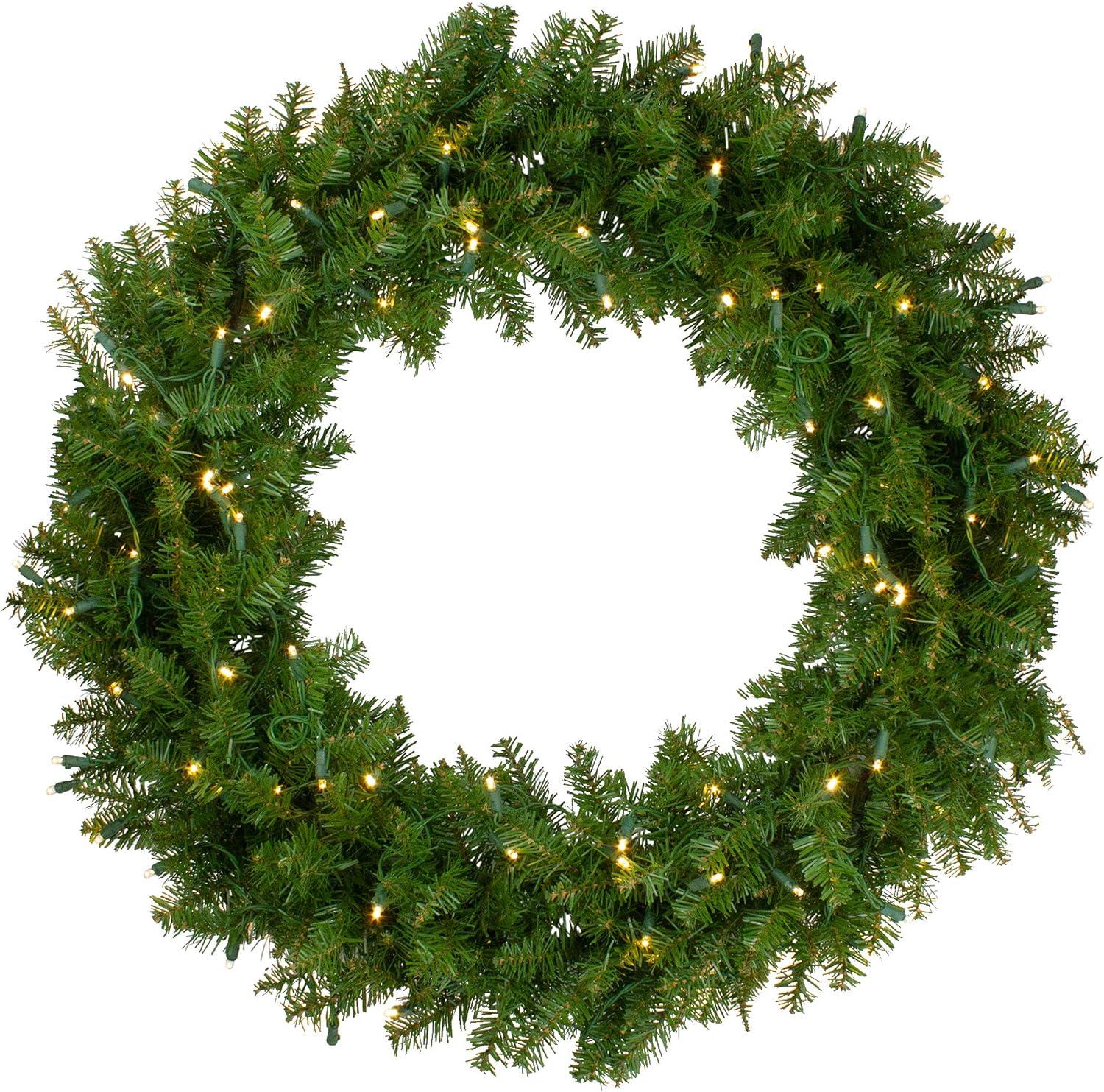 Northlight Pre-Lit Northern Pine Artificial Christmas Wreath - 36" - Warm White LED Lights