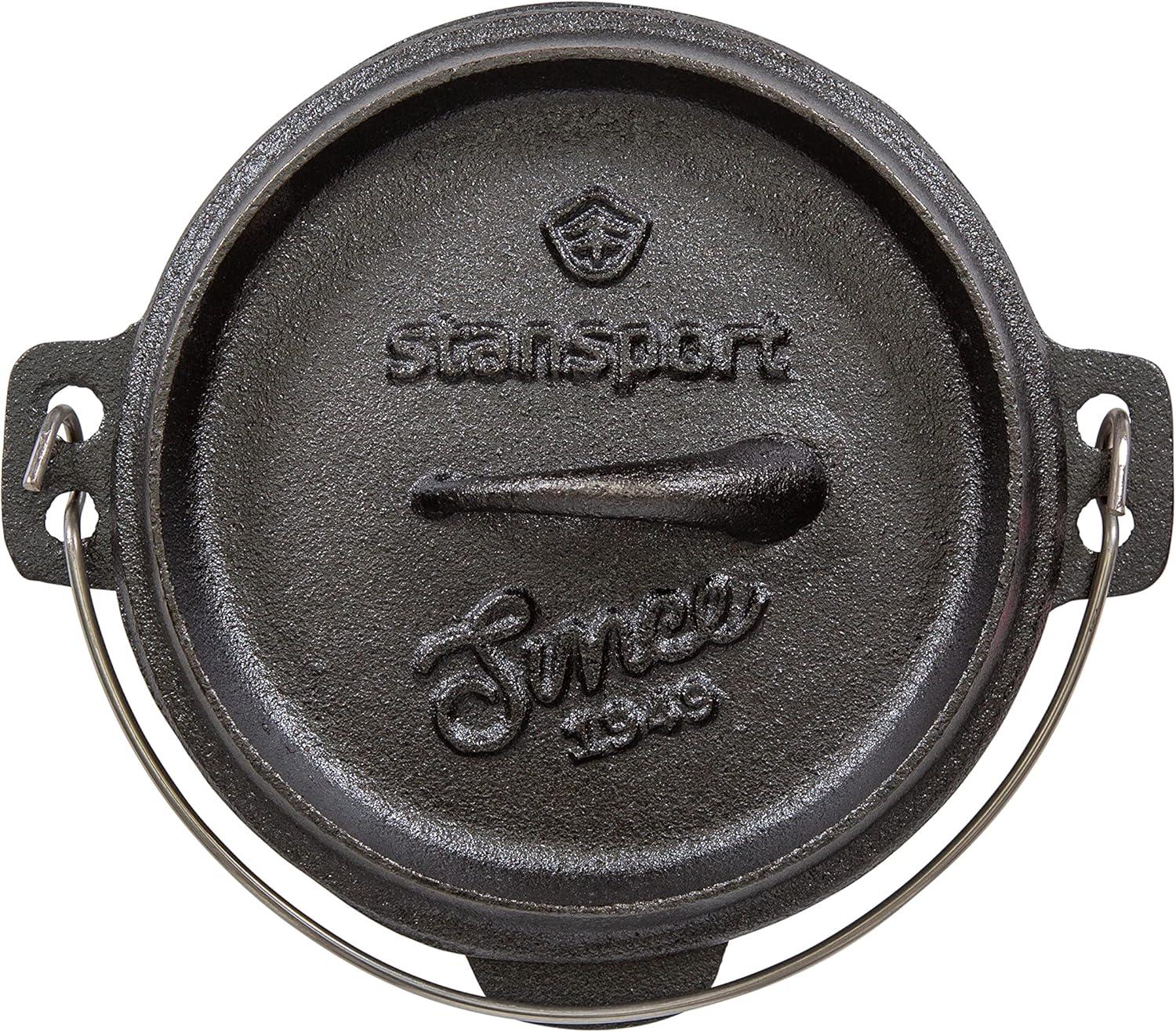 Stansport Preseasoned Cast Iron Flat Bottom Dutch Oven