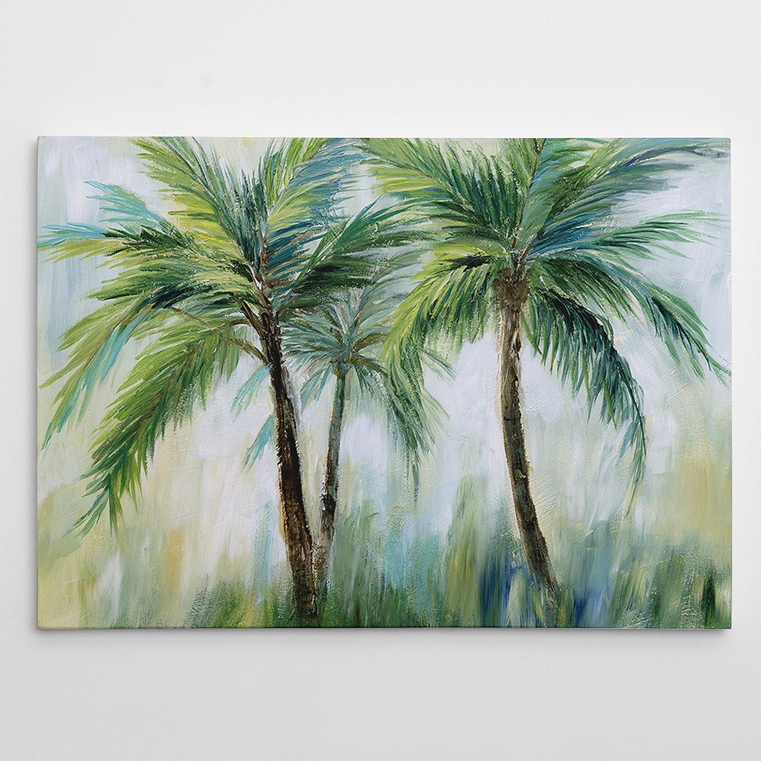 Tribal Palms Green and Blue Canvas Wall Art