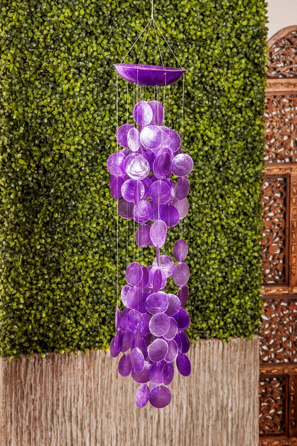 DecMode 27" Purple Capiz Shell Waterfall Windchime