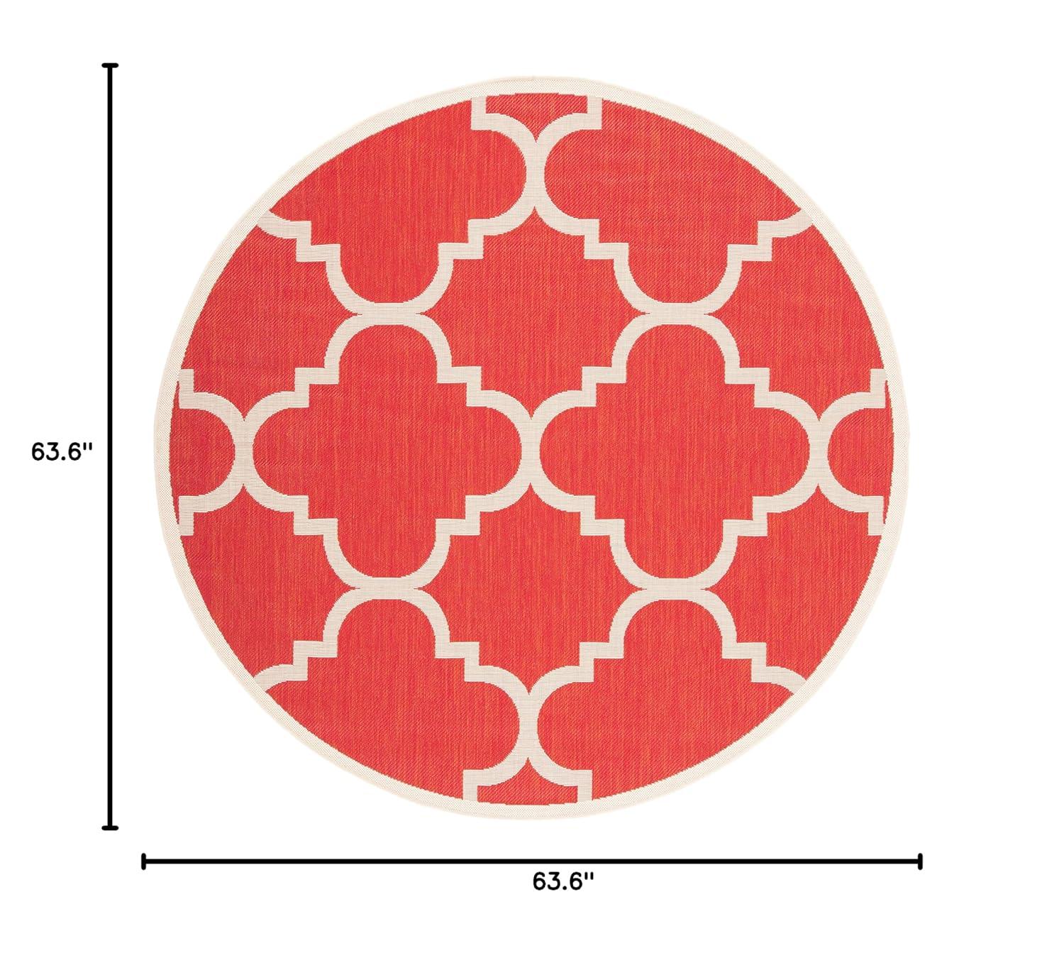 Courtyard CY6243 Power Loomed Indoor and Outdoor Area Rug - Red - 5'3" Round - Safavieh