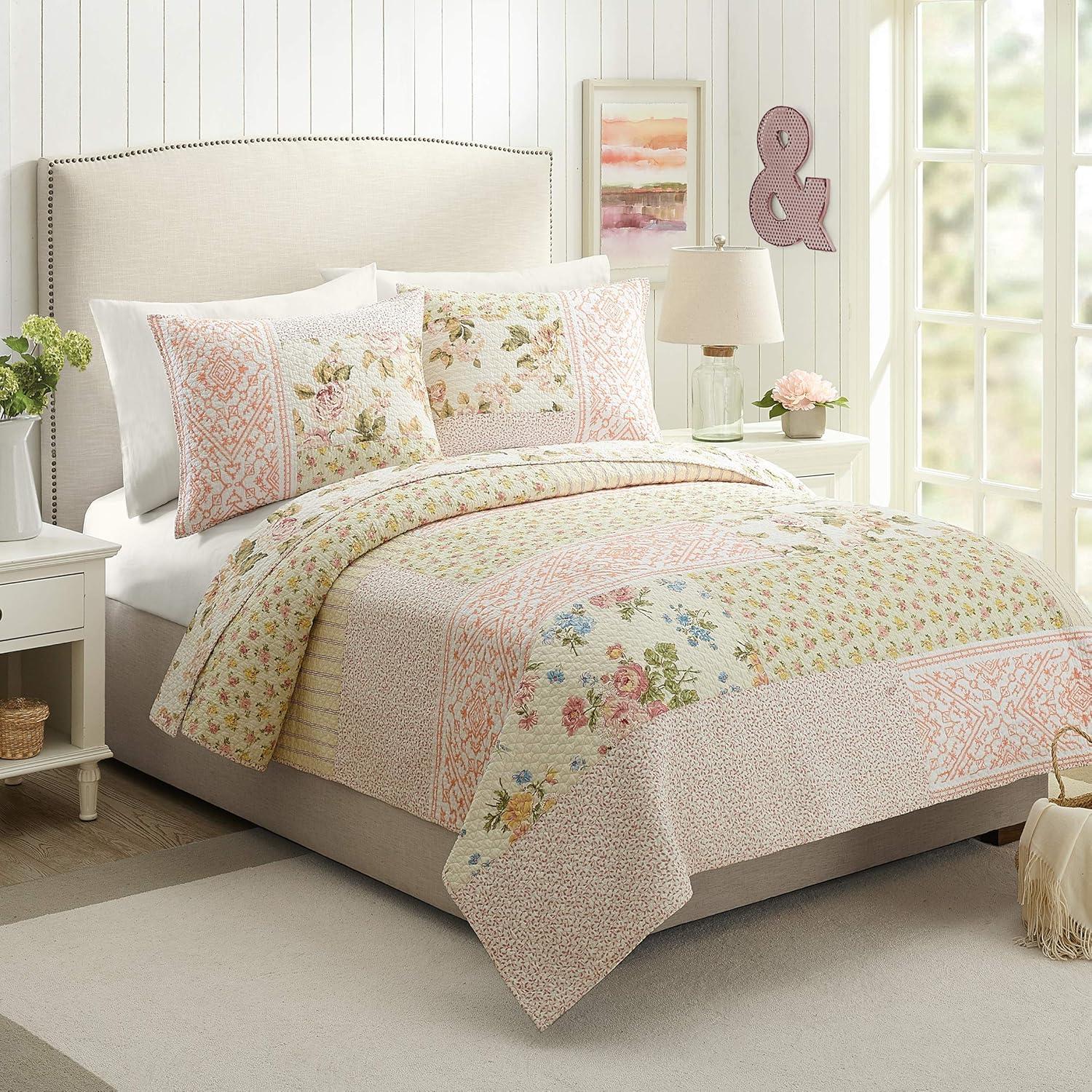 Full Pink Cotton Reversible Kids Quilt Set