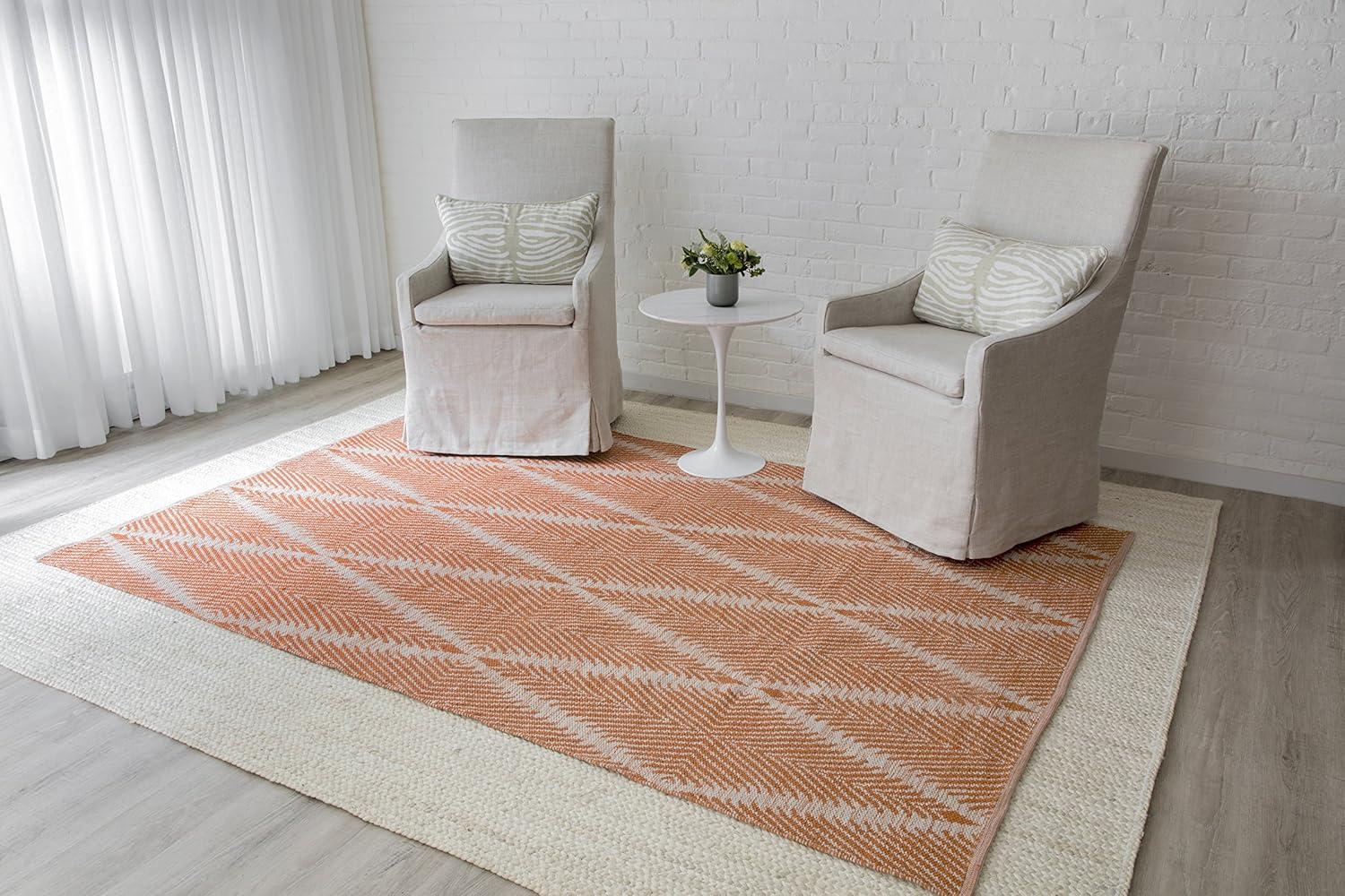 River Geometric Handmade Flatweave Orange Area Rug