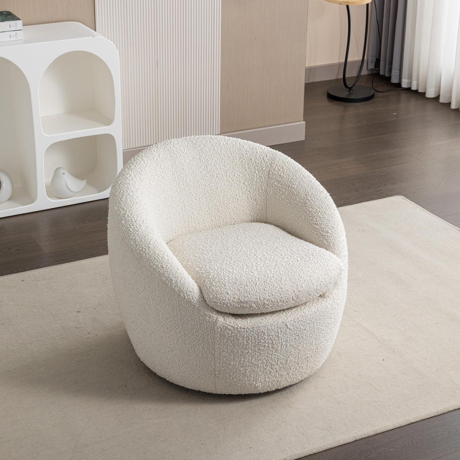 Roundhill Furniture Winnie Modern Barrel Chair, 360° Swivel