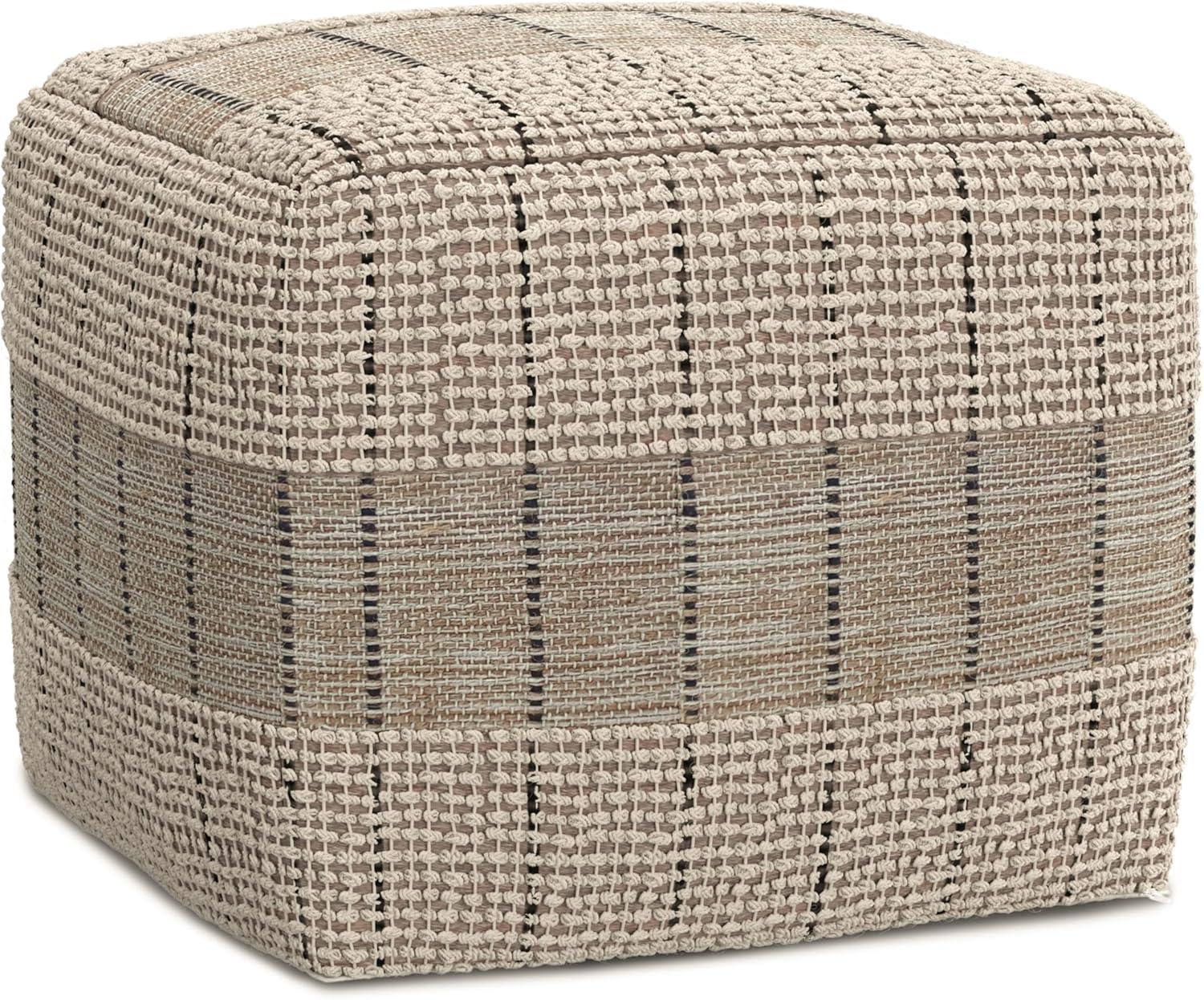 Simpli Home 18"W Jute Square Woven Pouf