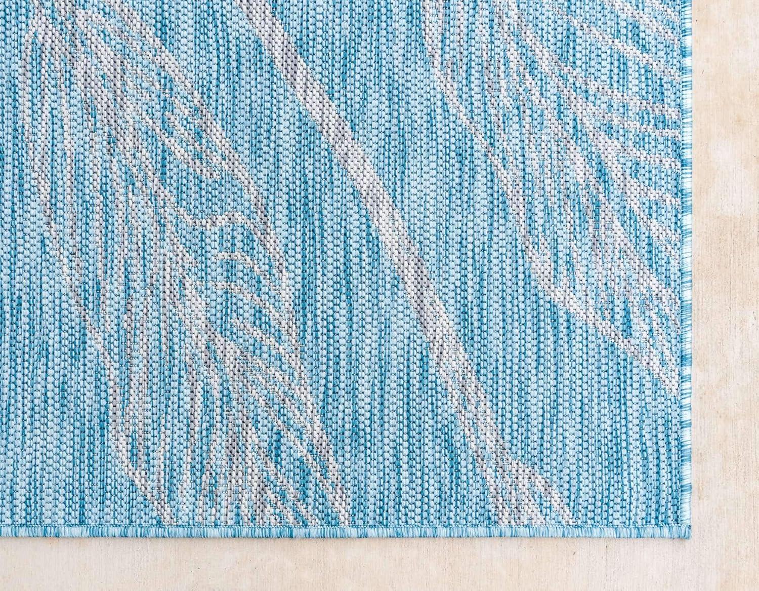 Unique Loom 8' 0 x 11' 4 Rectangle Indoor/Outdoor Botanical Light Aqua Area Rug