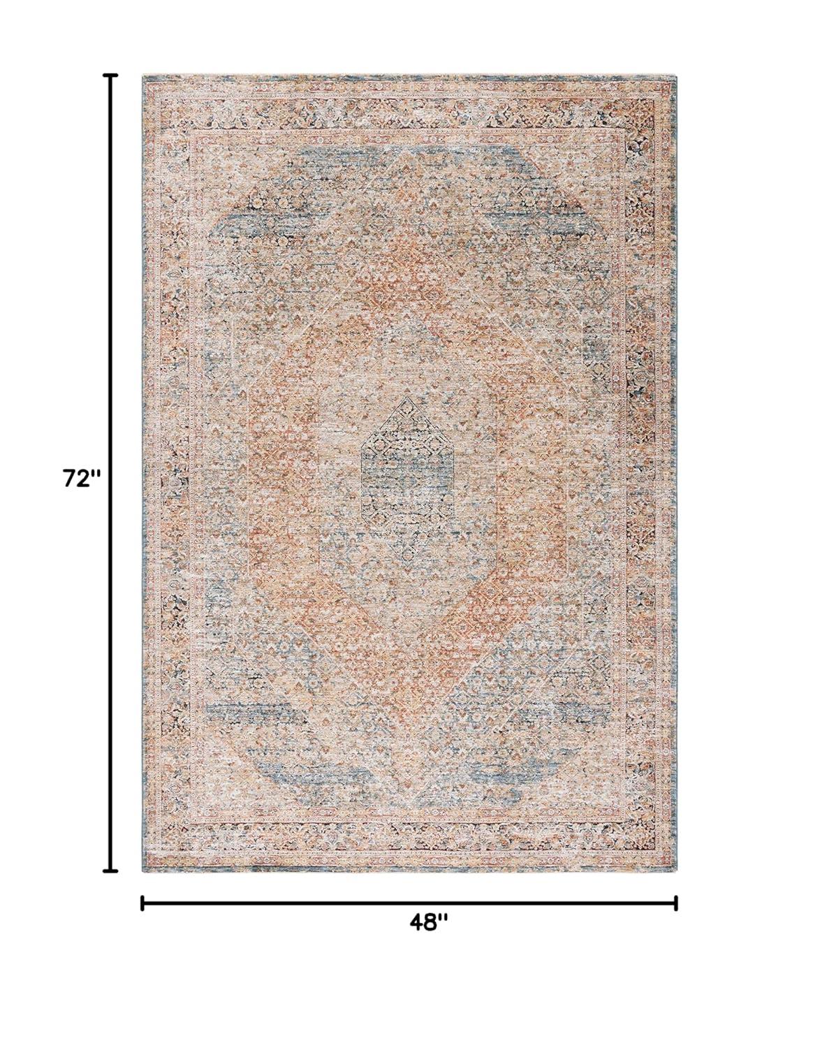 Silverado SVD106 Power Loomed Area Rug - Blue/Rust - 4'x6' - Safavieh.
