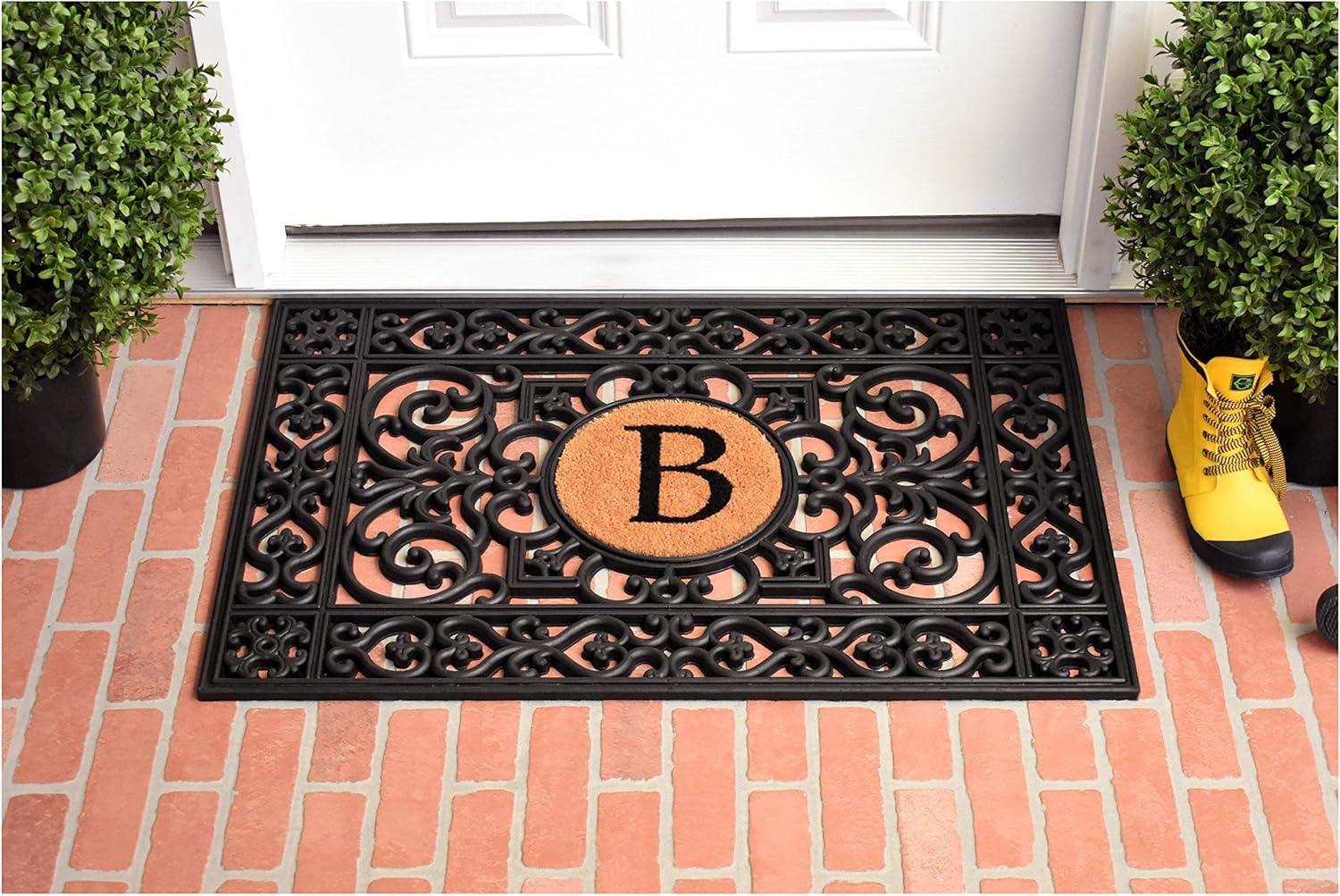 Elegant Monogram 24"x36" Personalized Rubber Outdoor Doormat